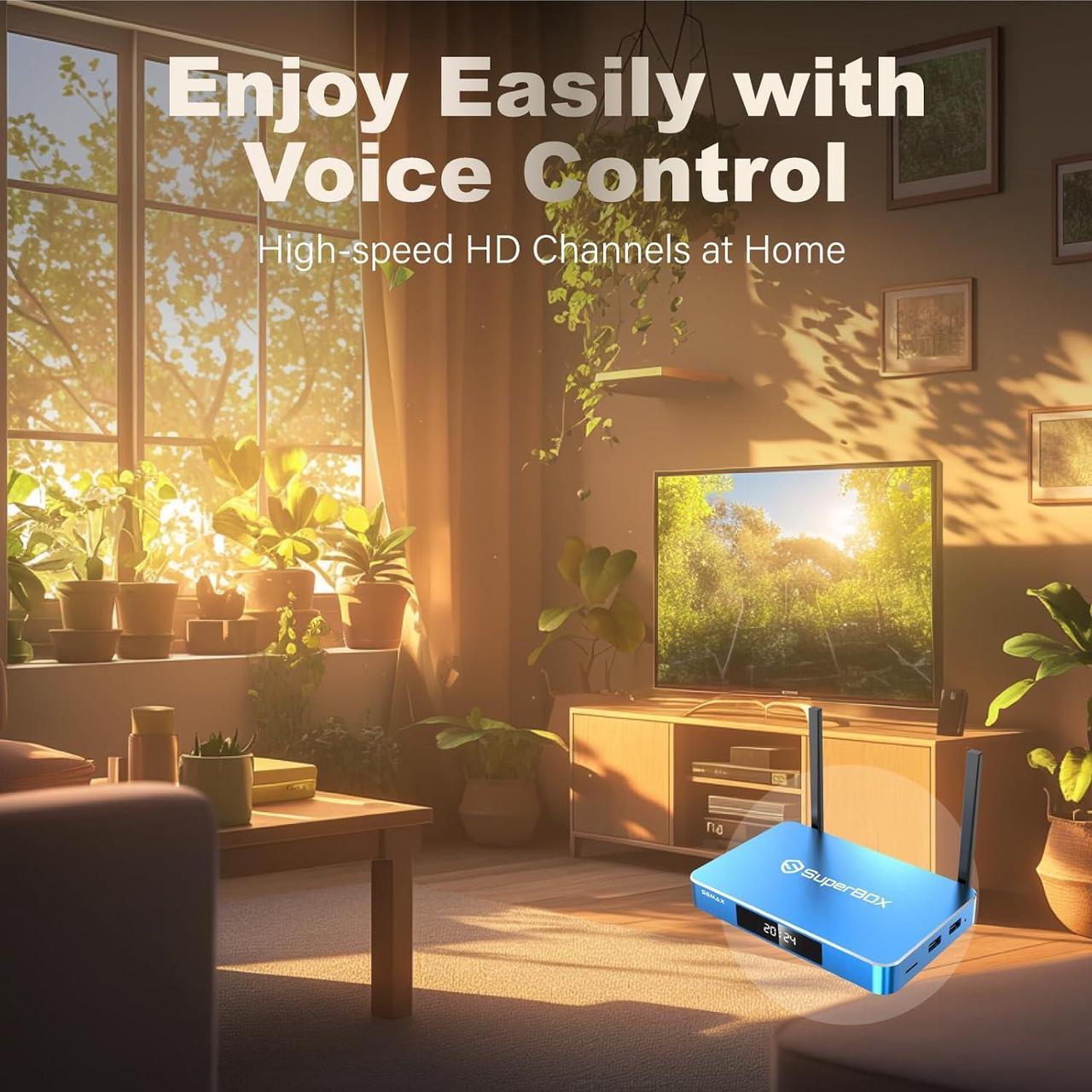 Alt view image 4 of 7 - Superbox S6 Max Android TV Box, 6K Smart Media Player with Voice Control, 4GB RAM + 64GB Storage, Dual-Band WiFi (2T2R), Includes Setup Guide & Phone Support, Free Channels, 2025 Edition
