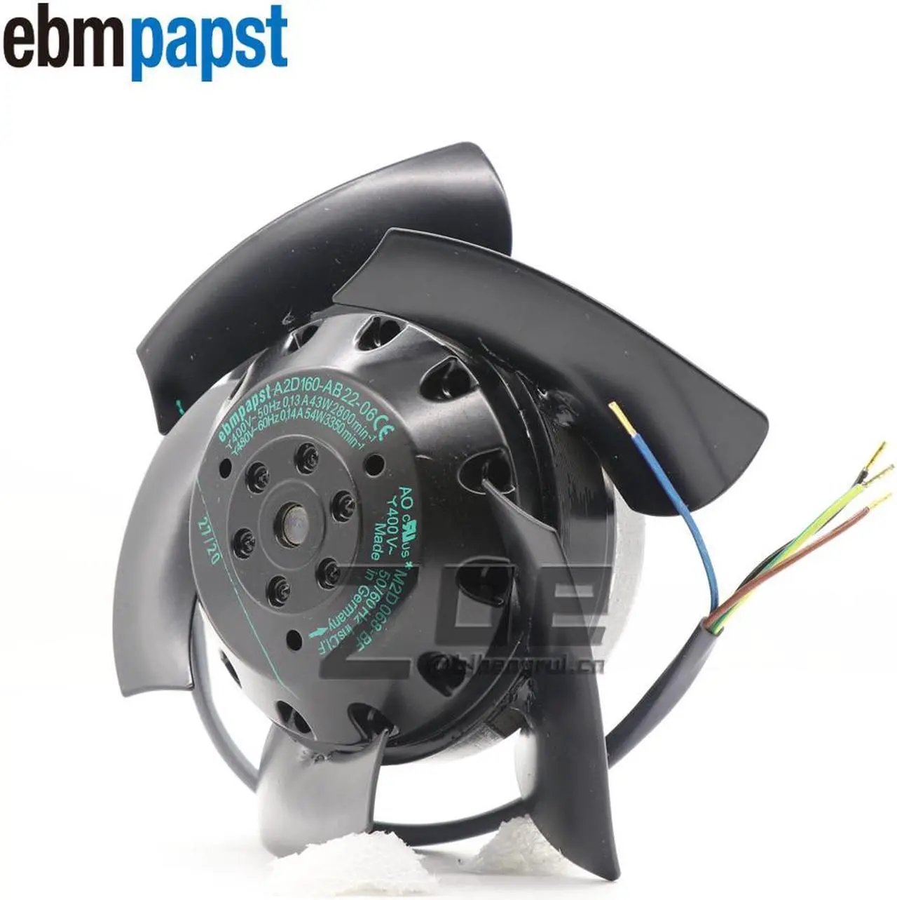 Alt view image 2 of 7 - Ebmpapst A2D160-AB22-06 400V/480V 2800/3350min-1 43/54W Straight Blades  Single-intake AC Axial Imppler Industrial Cooling Fans