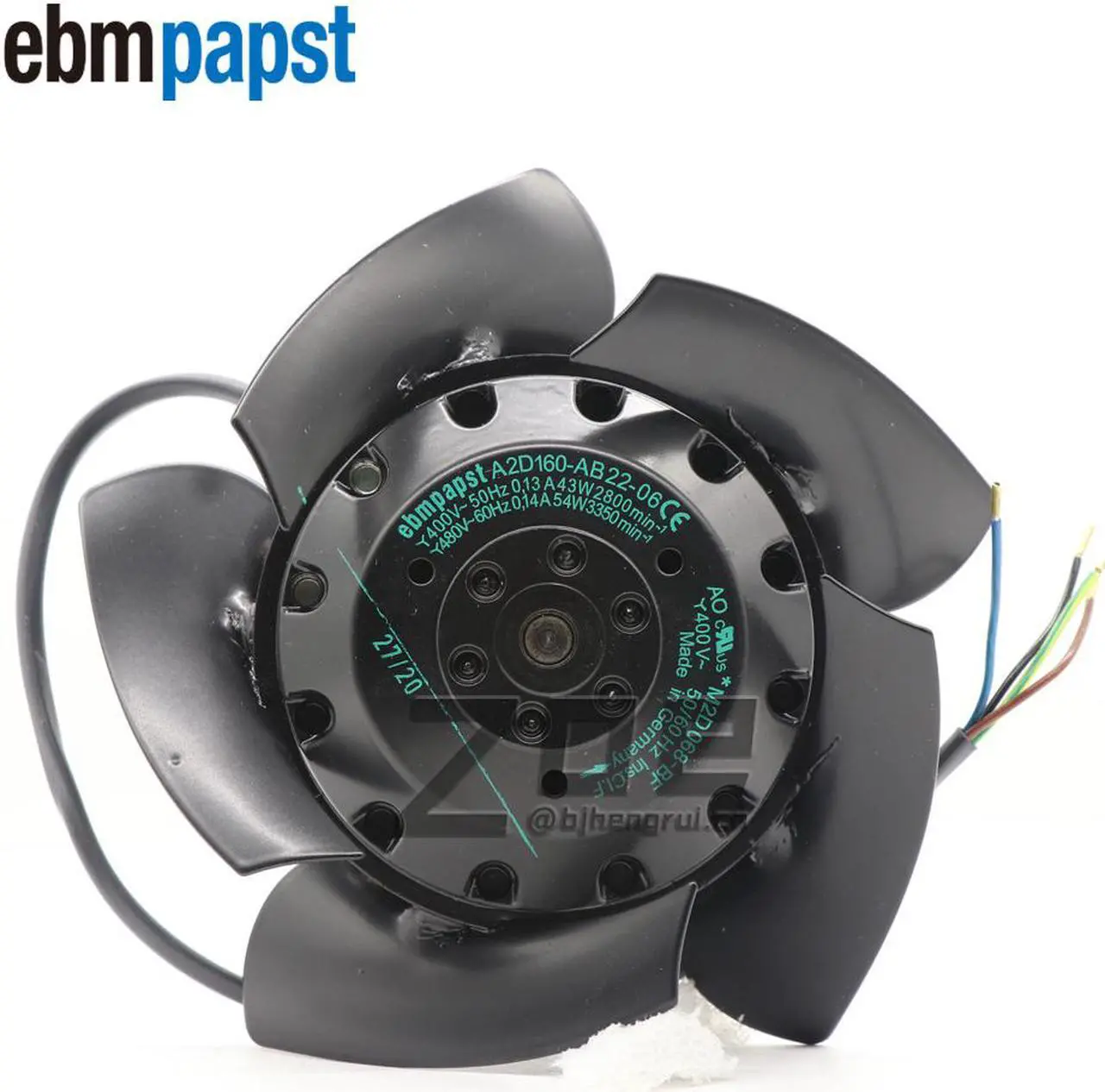 Main image of Ebmpapst A2D160-AB22-06 400V/480V 2800/3350min-1 43/54W Straight Blades  Single-intake AC Axial Imppler Industrial Cooling Fans