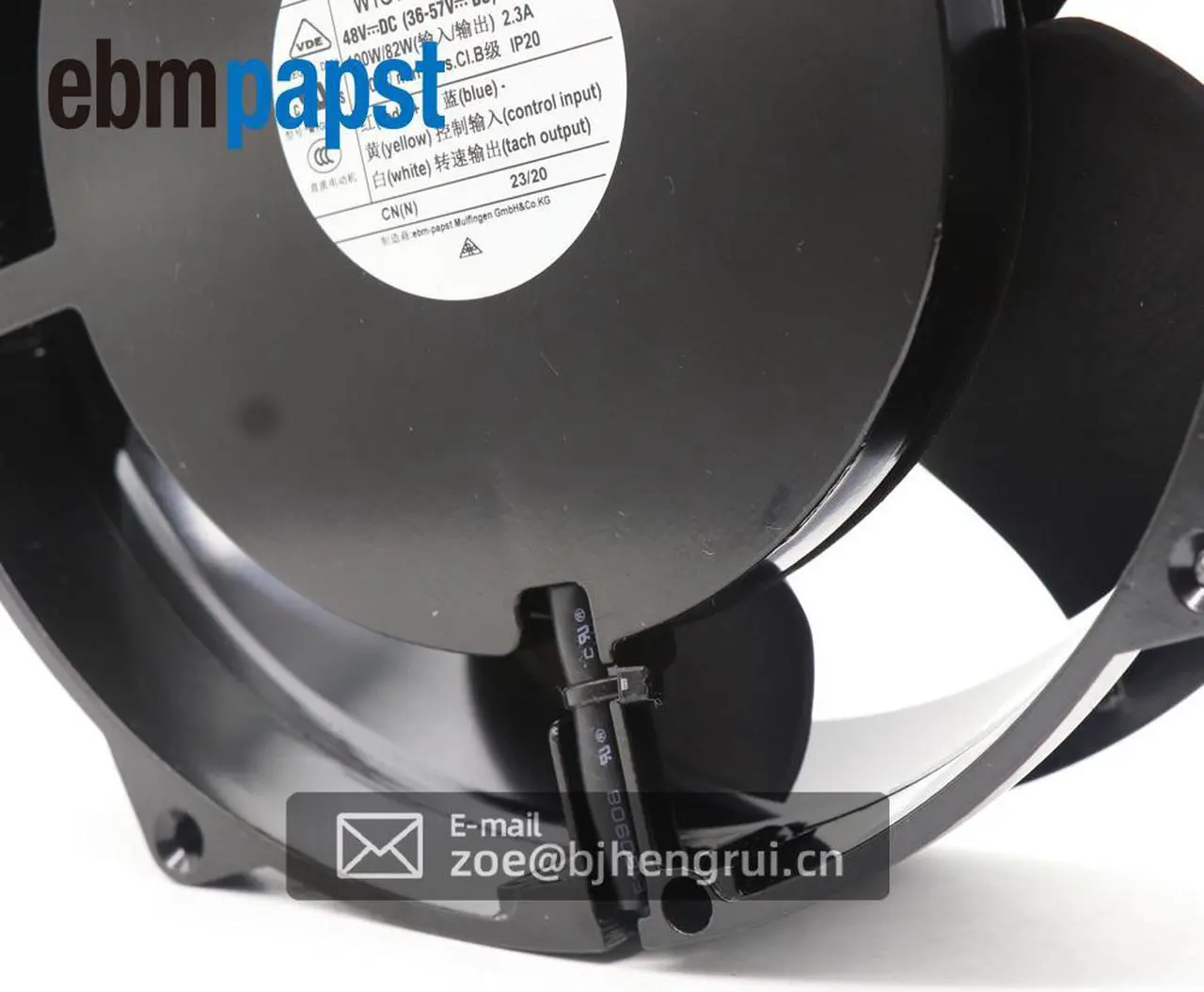 Alt view image 7 of 7 - Ebmpapst W1G180-AB47-01 EC Diagonal 48V DC 200x70mm Round 544.4CFM 100W 69dBA Wire Leads Compact Fan for Emerson Inverter
