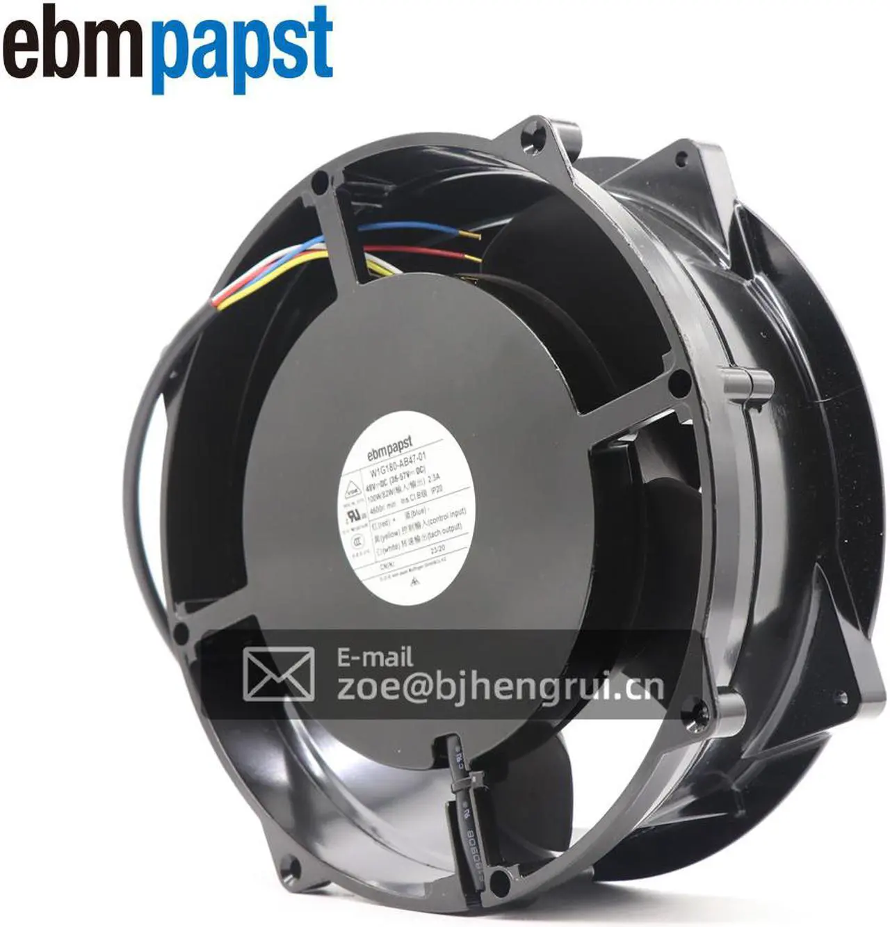 Alt view image 6 of 7 - Ebmpapst W1G180-AB47-01 EC Diagonal 48V DC 200x70mm Round 544.4CFM 100W 69dBA Wire Leads Compact Fan for Emerson Inverter