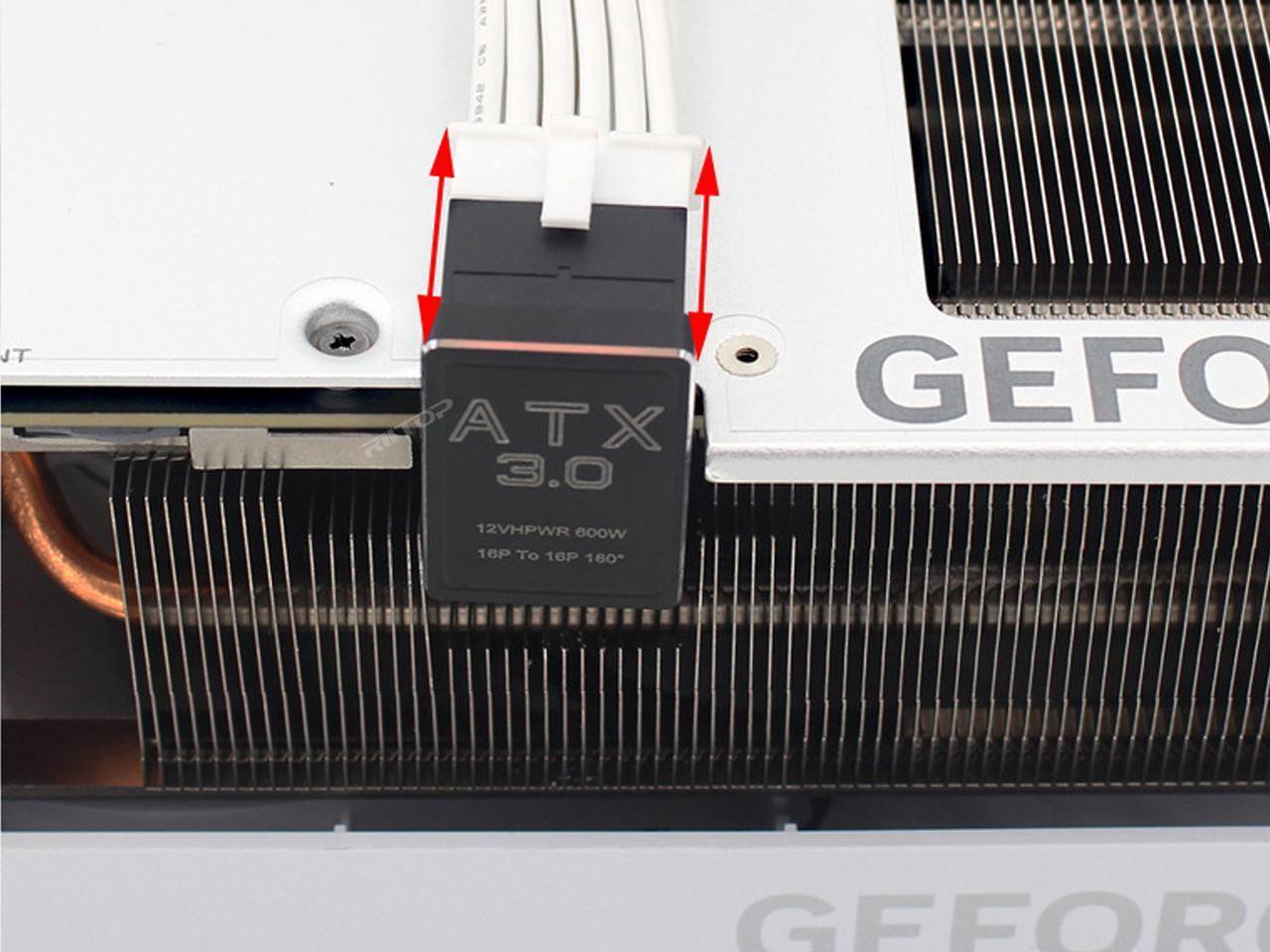 Alt view image 4 of 7 - 12VHPWR 16Pin 180 Degree Angled Adapter PCI-e 5.0 Graphics Card Power Supply for 12+4pin RTX 3090Ti 4070Ti 4080 4090 Graphic Card GPU, Aluminum ATX 3.0 16 Pin GPU Power Connector 600W - (Type A)