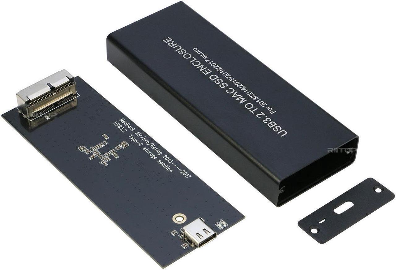 Alt view image 5 of 7 - RIITOP USB C 3.2 SSD Enclosure for Apple Flash SSDs 12+16 PIN MacBook Pro,MacBook Air, Mac Pro, iMac from 2013 to 2017 Portable Storage SSD Enclosure Compatible with M.2 Nvme SSD with Adapter