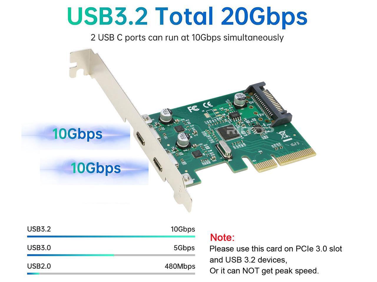 WANGCL USB C PCIE Card PCI USB 3.2 Card USB3.2 Port+TYPE-C+front TYPE-E+19/20PIN For Type C