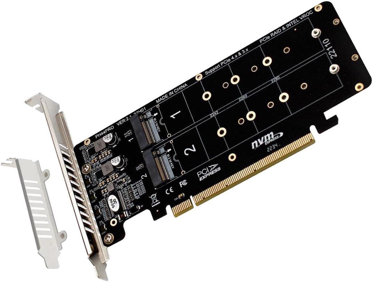 RIITOP Quad M.2 NVMe to PCIe 4.0 X16 Adapter Without PCIe Bifurcation Function, Support 22110/2280/2260/2242/2230 Size (PCIe Bifurcation Motherboard is Required)