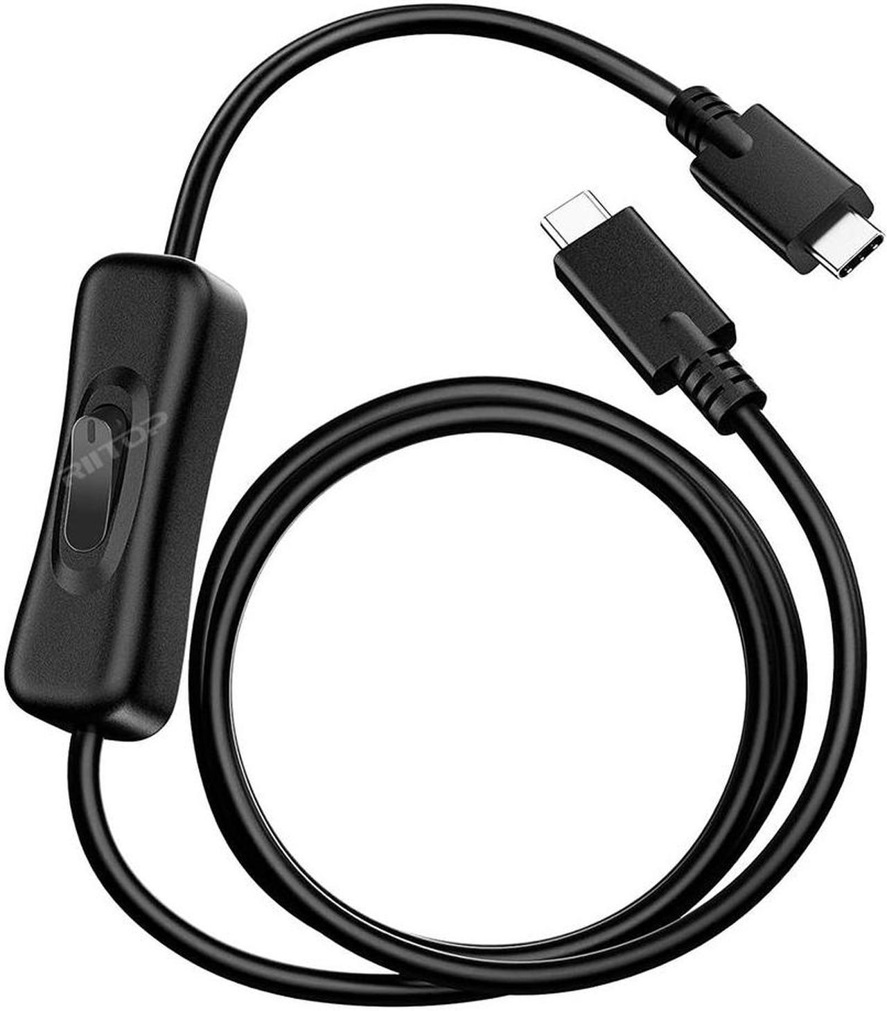 RIITOP USB Type-C On Off Switch Cable 3.3ft, USB 3.1 C to C Cable, Male to Male, with Switch Button Support Video Streaming, Data Transfer 10Gb and 20V/3A PD Fast Charging