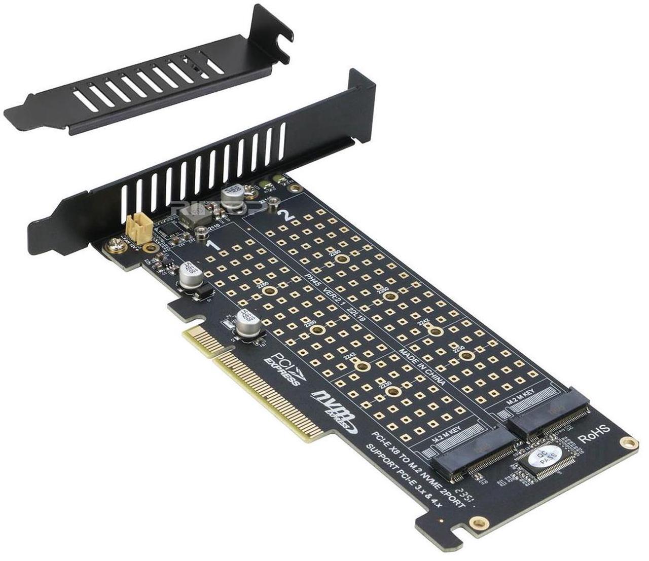 Main image of Dual M.2 NVME PCIE Adapter Card, 2 x 32Gbps Full Speed PCIE 3.0 PCIE 4.0 X16 Expansion Card, M.2 SSD PCIE X8 M Key Hard Drive Converter Reader Express Adapter