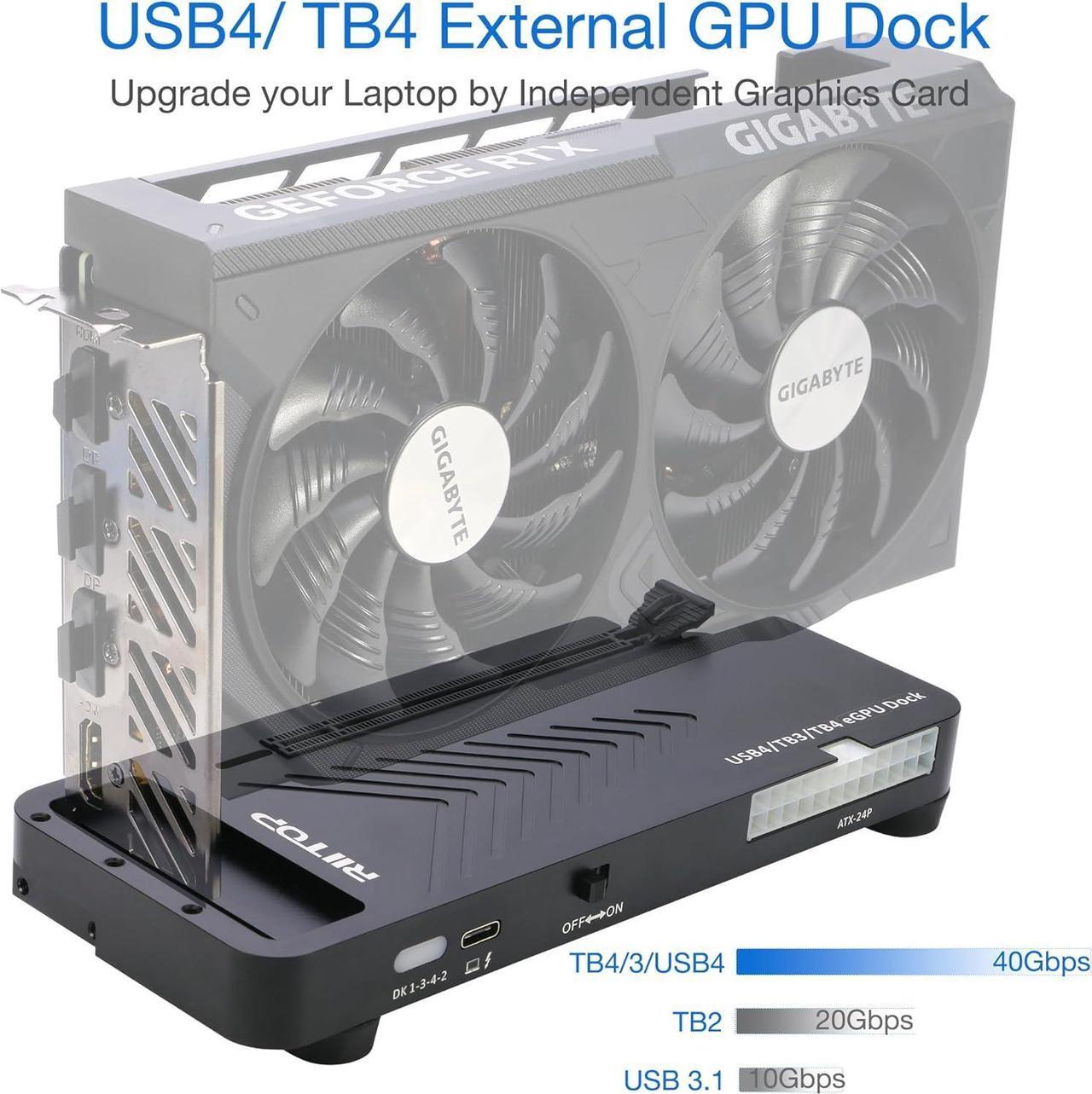 Alt view image 4 of 7 - RIITOP External GPU Docking Station, 40Gpbs eGPU Enclosure USB4.0 Compatible with Thunderbolt 4/3 External GPU Dock for PCIe 4.0 X16 Graphics Card