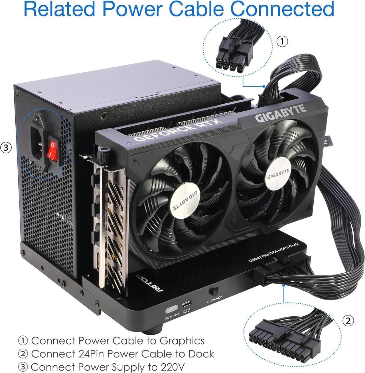 Alt view image 5 of 7 - RIITOP External GPU Docking Station, 40Gpbs eGPU Enclosure USB4.0 Compatible with Thunderbolt 4/3 External GPU Dock for PCIe 4.0 X16 Graphics Card