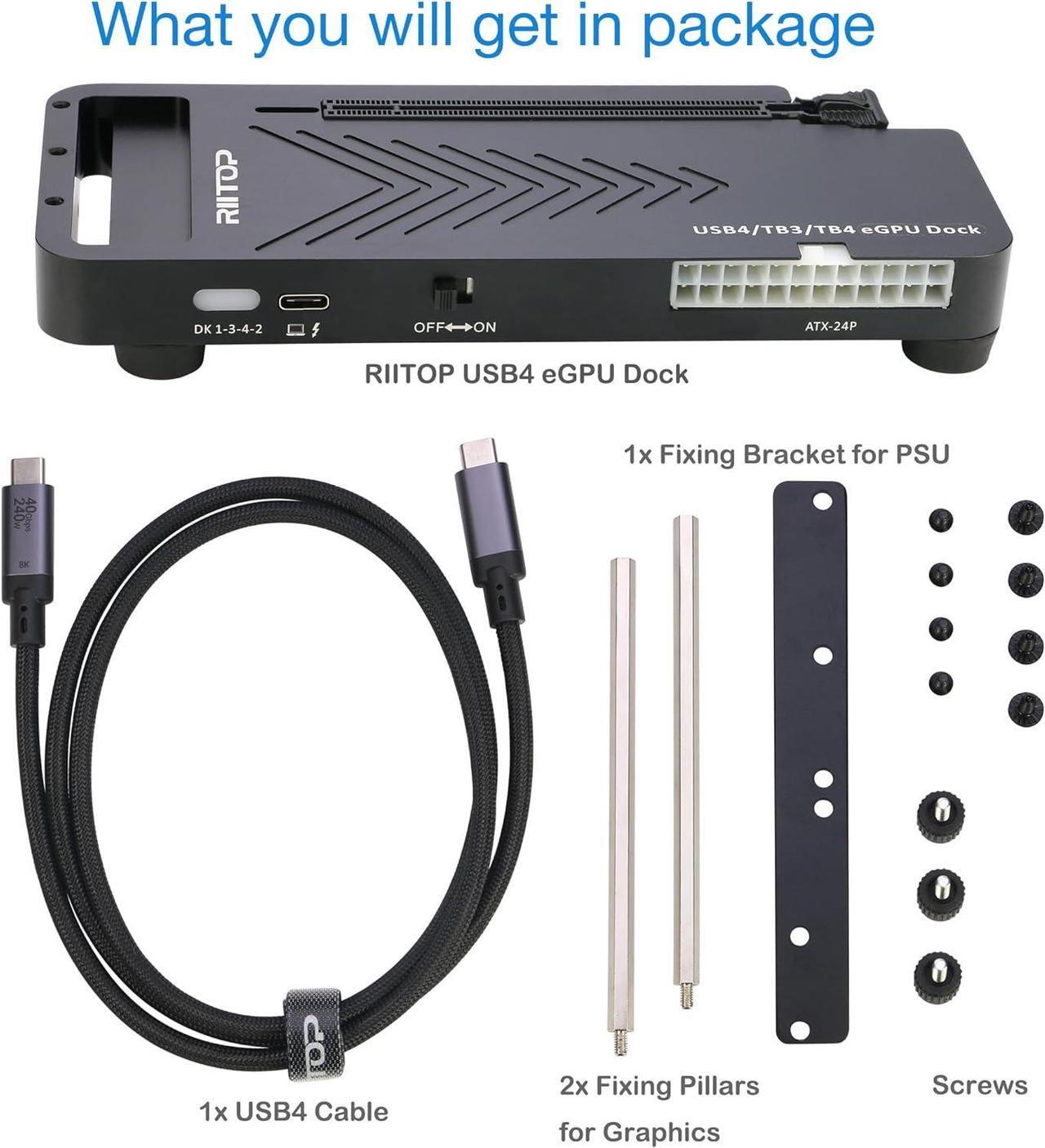 Alt view image 7 of 7 - RIITOP External GPU Docking Station, 40Gpbs eGPU Enclosure USB4.0 Compatible with Thunderbolt 4/3 External GPU Dock for PCIe 4.0 X16 Graphics Card