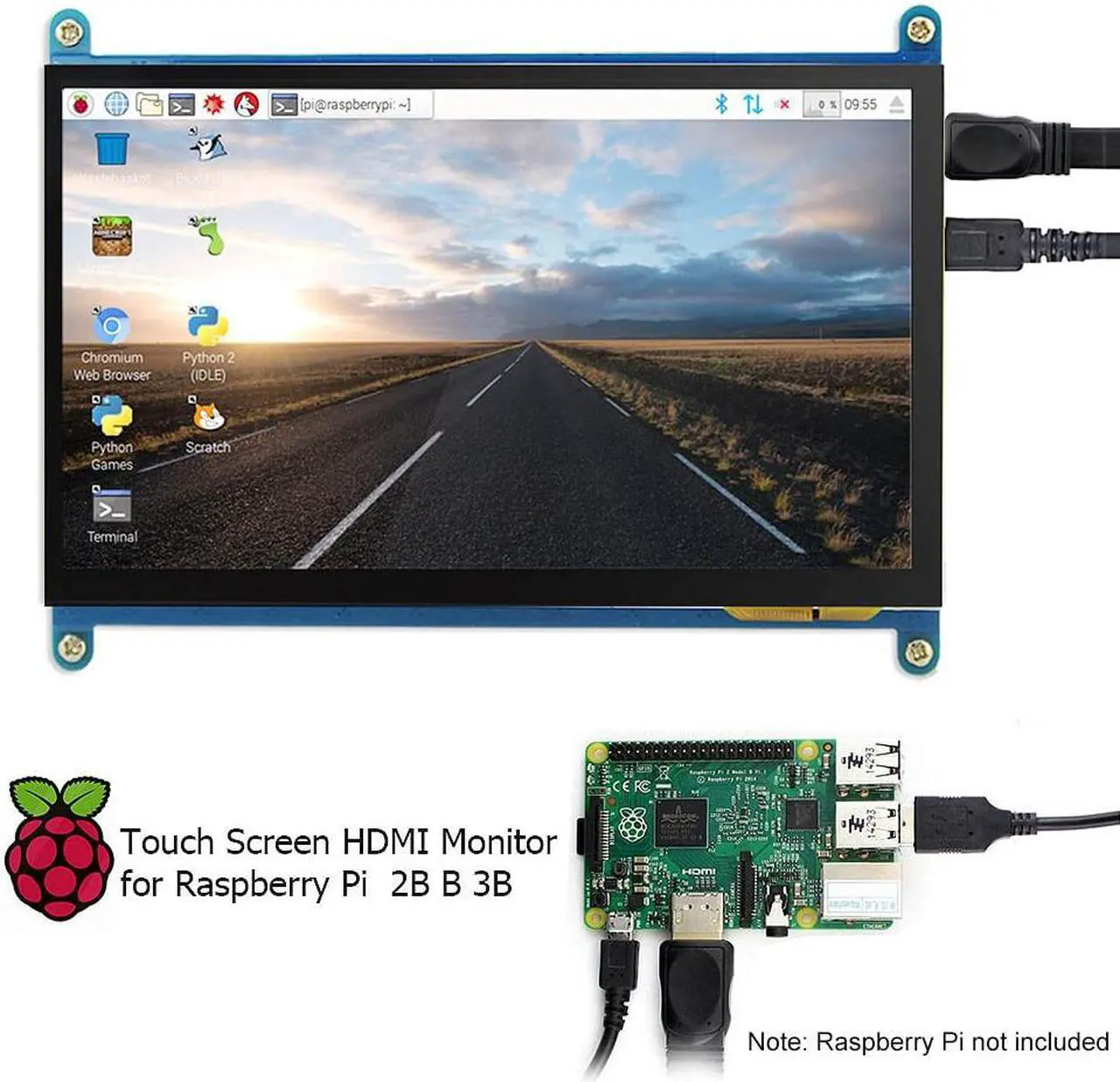 Alt view image 3 of 7 - 7 Inch Capacitive Touchscreen HDMI Monitor 1024x600 TFT LCD Display HD Screen for Raspberry Pi 4B, 3B, Banana Pi, Windows 10 8 7