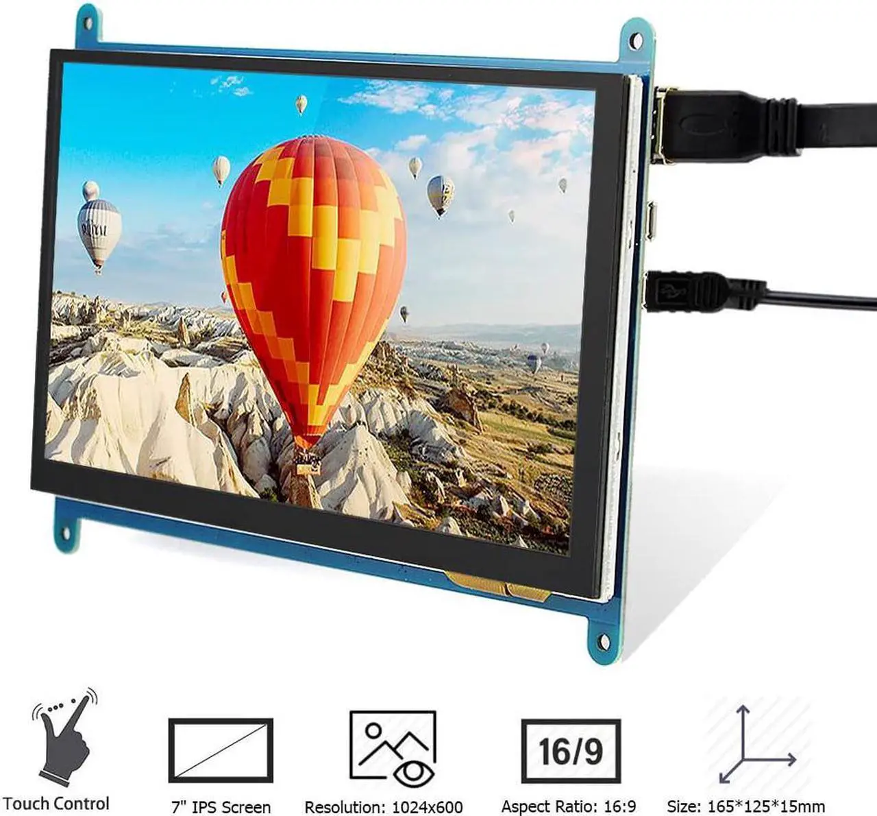Alt view image 2 of 7 - 7 Inch Capacitive Touchscreen HDMI Monitor 1024x600 TFT LCD Display HD Screen for Raspberry Pi 4B, 3B, Banana Pi, Windows 10 8 7