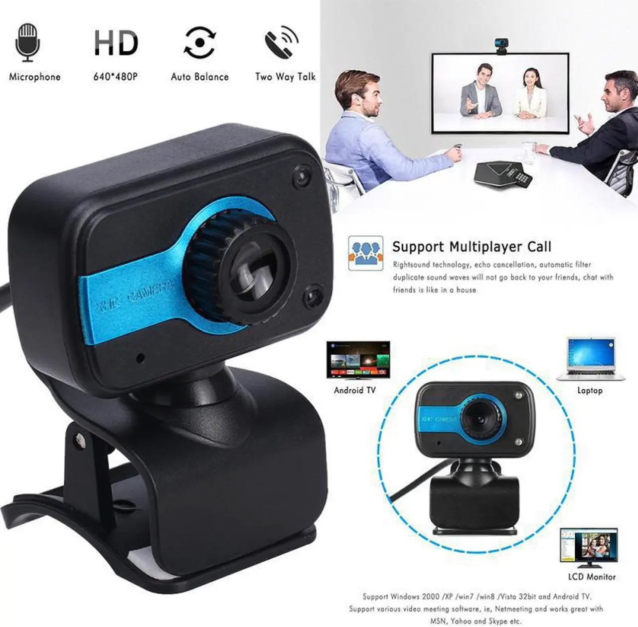 Main image of 2.0 3.0 Webcam Camera HD Web Camera Computer Camera With Microphone For XP / Win7 / Win8 640 * 480 Webcam Camera In Stock