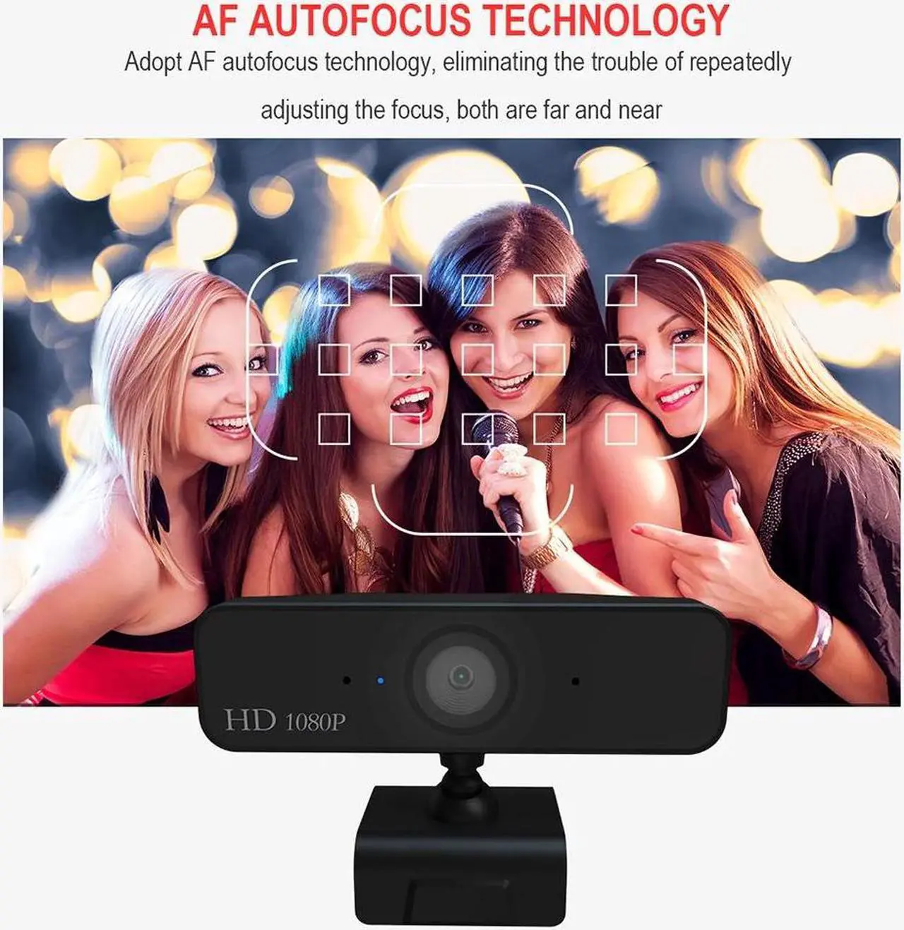 Alt view image 4 of 5 - 2 Megapixel Auto Focus HD Webcam 1080P PC Web USB Camera Cam Video Conference with Microphone for Laptop PC