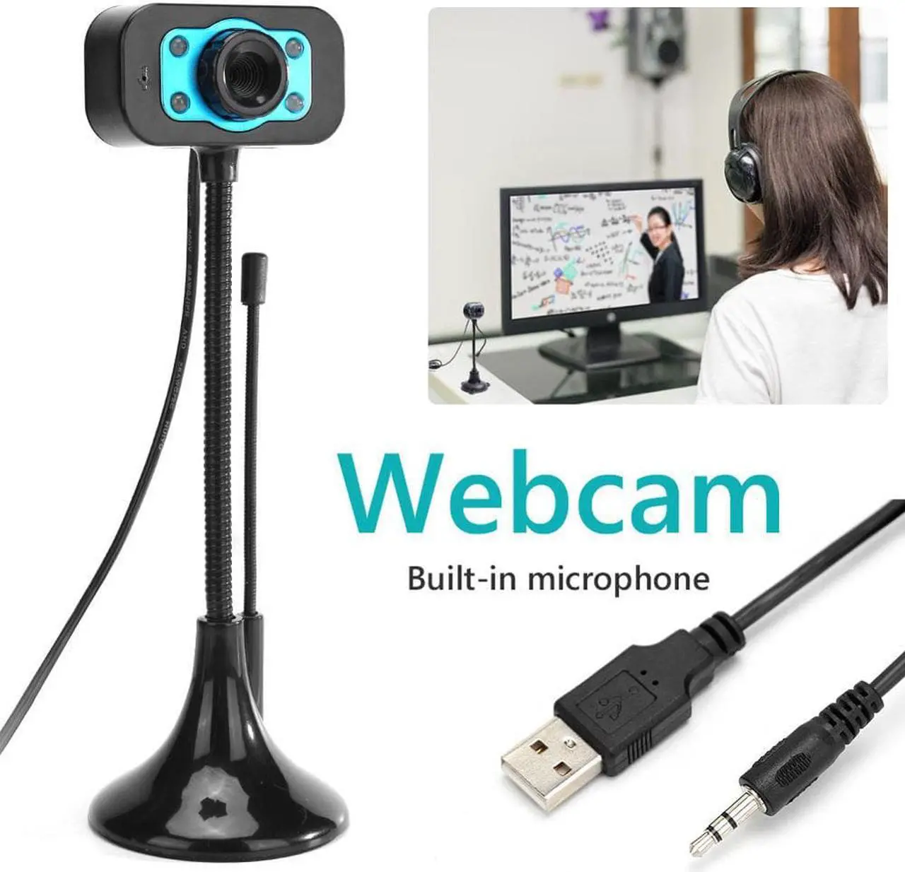 Main image of Computer HD Webcam 720P HD Video Webcam Microphone USB Camera with Noise Reduction Mic HD LED Web Camera