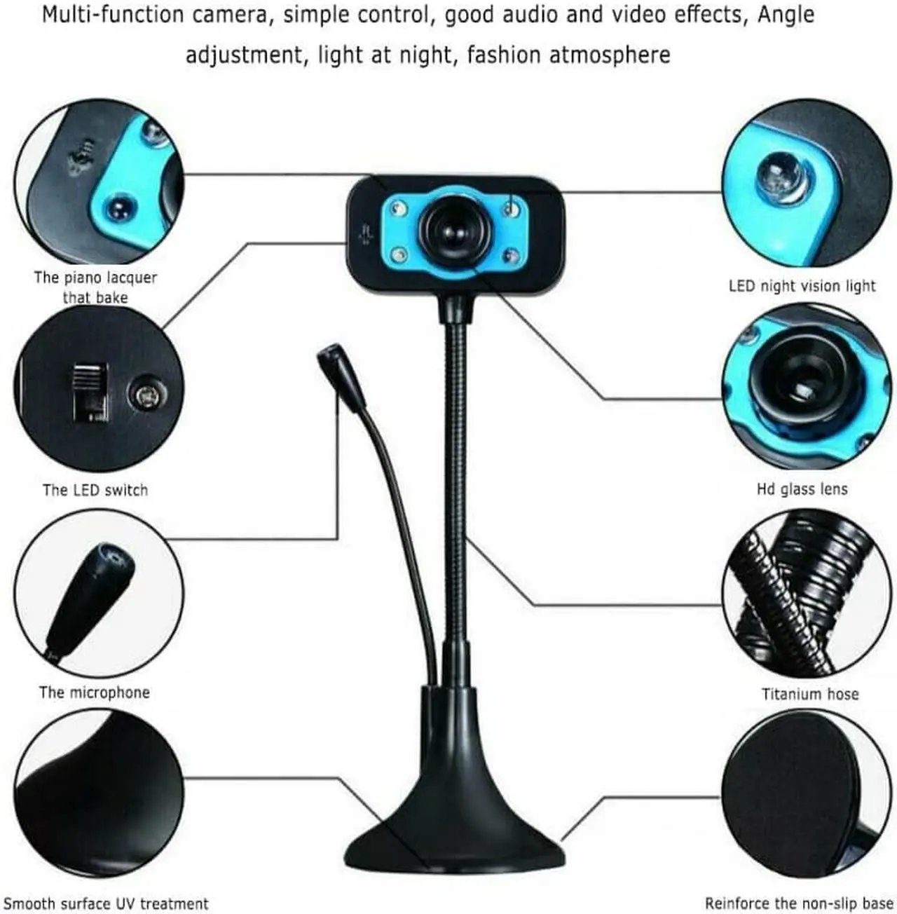 Alt view image 5 of 5 - HD Webcam Video Webcam USB Camera Built-in Microphone Video Teaching Live With Mic HD LED Web Camera MIC