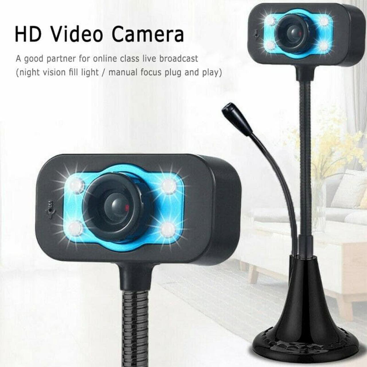 HD LED Web Camera With Noise Cancelling Mic for Computer PC Laptop Desktop Office Study Game 360 Degree Rotation Webcam