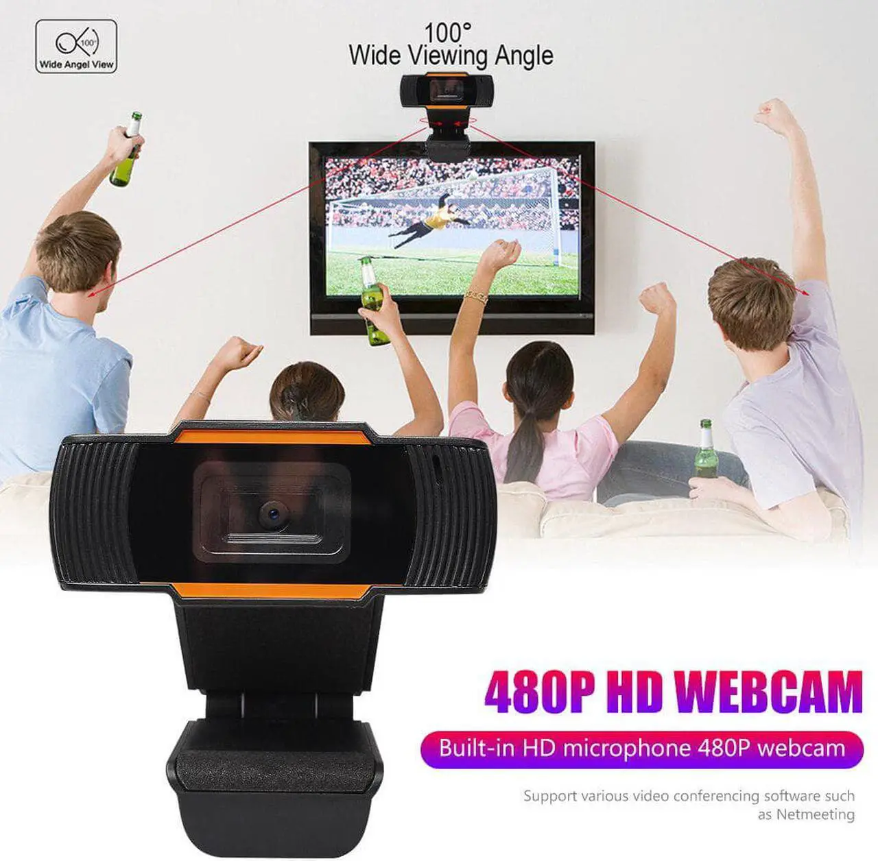 Alt view image 3 of 5 - 480P Full HD Webcam with Microphone USB Driver  Web Camera for Win 10 8 7 Webcam Microphone Computer Usb2.0-Camera