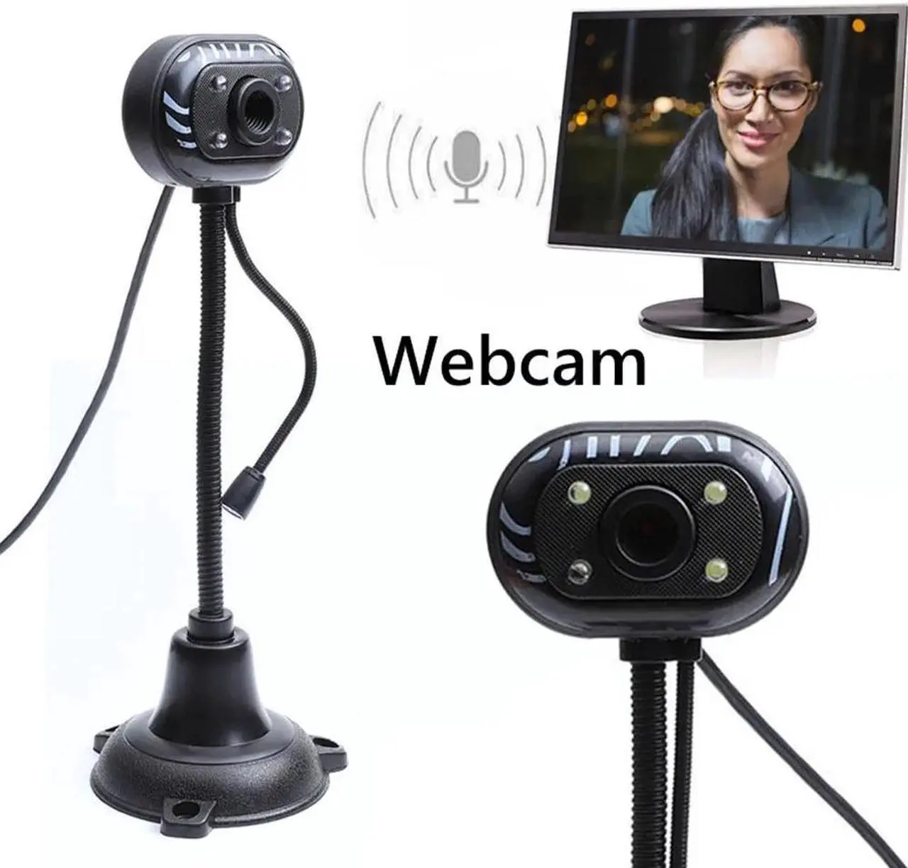 Alt view image 5 of 5 - Computer HD Webcam 720P HD Video Webcam Microphone USB Camera with Noise Reduction Mic HD LED Web Camera