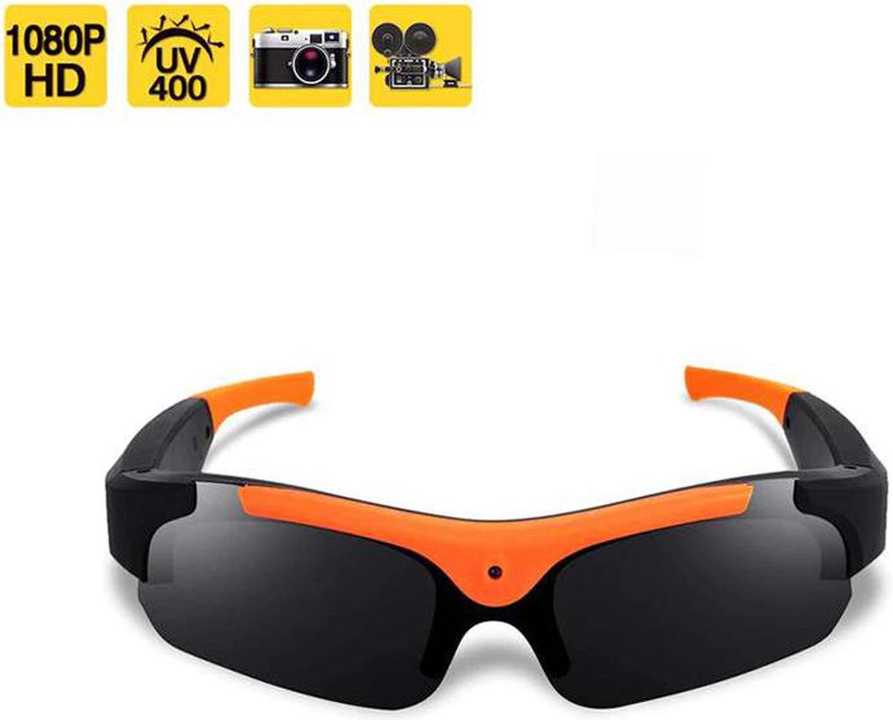 1080P Camera Smart Glasses Black/Orange Polarized Lens Sunglasses Camera Action Sport Video Camera Glasses