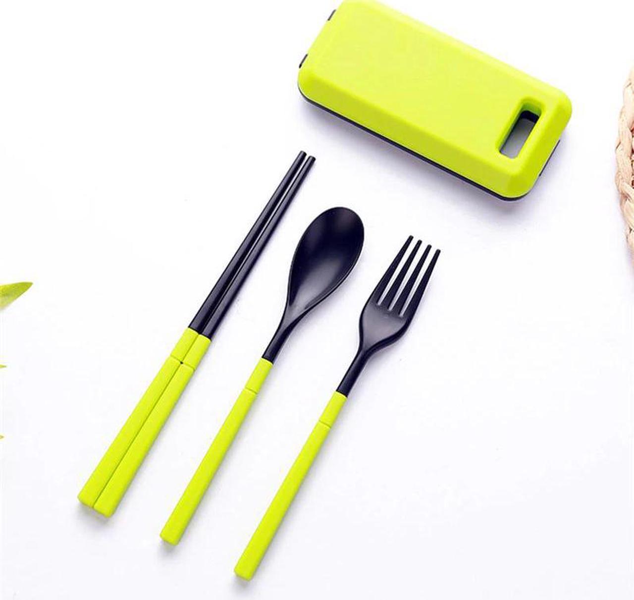 3 In 1 Folding Tableware Environmental Fork Camping Hiking Outdoor Camping Cutlery Set Chopsticks Abs Material Spoon Hot