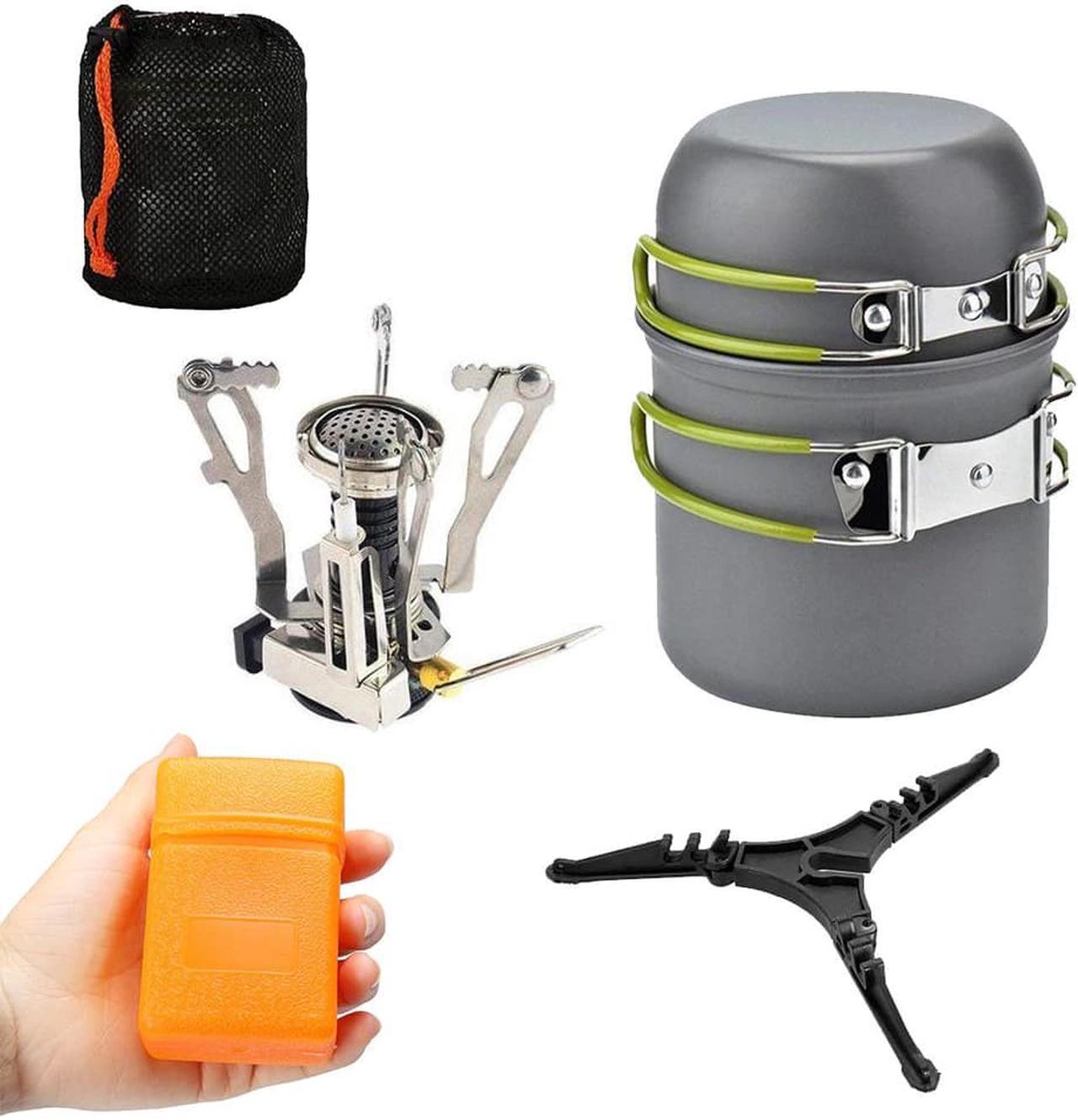 Alt view image 6 of 7 - Cookware Set Stove Burner Cooking Pots Pans Tank Bracket Durable Pot Pan Bowls For Outdoor Picnic Hiking