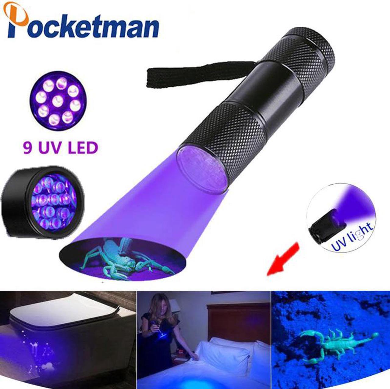 Strong powerful LED UV Flashlight Mini Professional Fluorescent agent Torch Lamp Safety Detector for Pet Urine Stains Scorpion