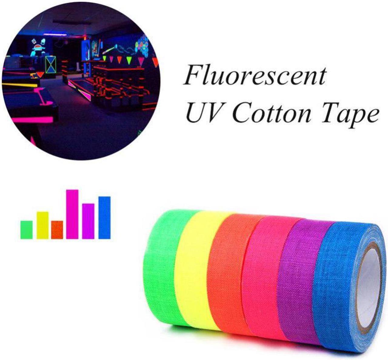 Black light Reactive Fluorescent Cloth Tape Glow in The Dark Neon Gaffer Tape 0.6in x 16ft Decorative Paper Tape for Party*