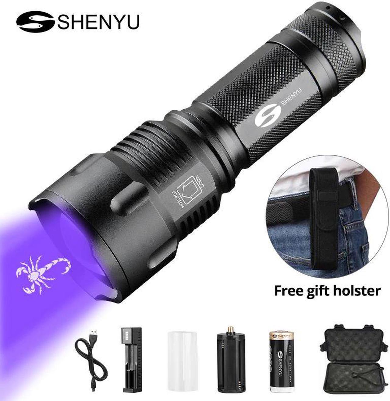 UV Flashlight 395nm Ultraviolet Scorpion T6 Torch Ultra Violet LED Fluorescent Lamp 26650 Zoomable Waterproof Hiking