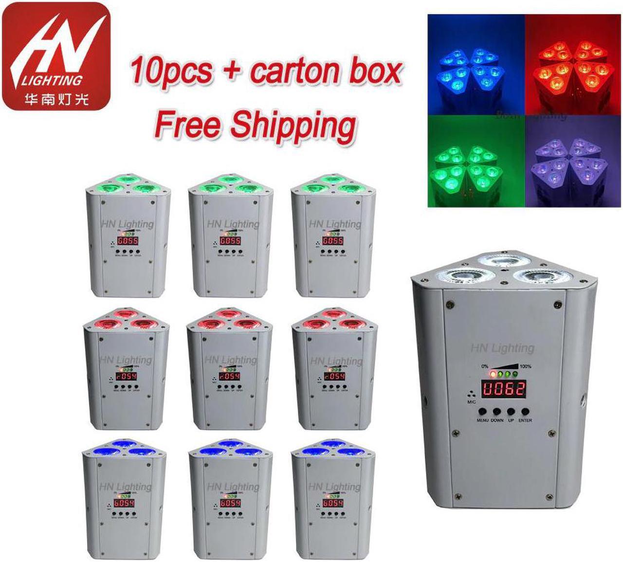 Main image of 10pcs IR Remote Battery operated Wedge par uplighting stand DJ wedding RGBWA UV led battery wireless dmx uplighting