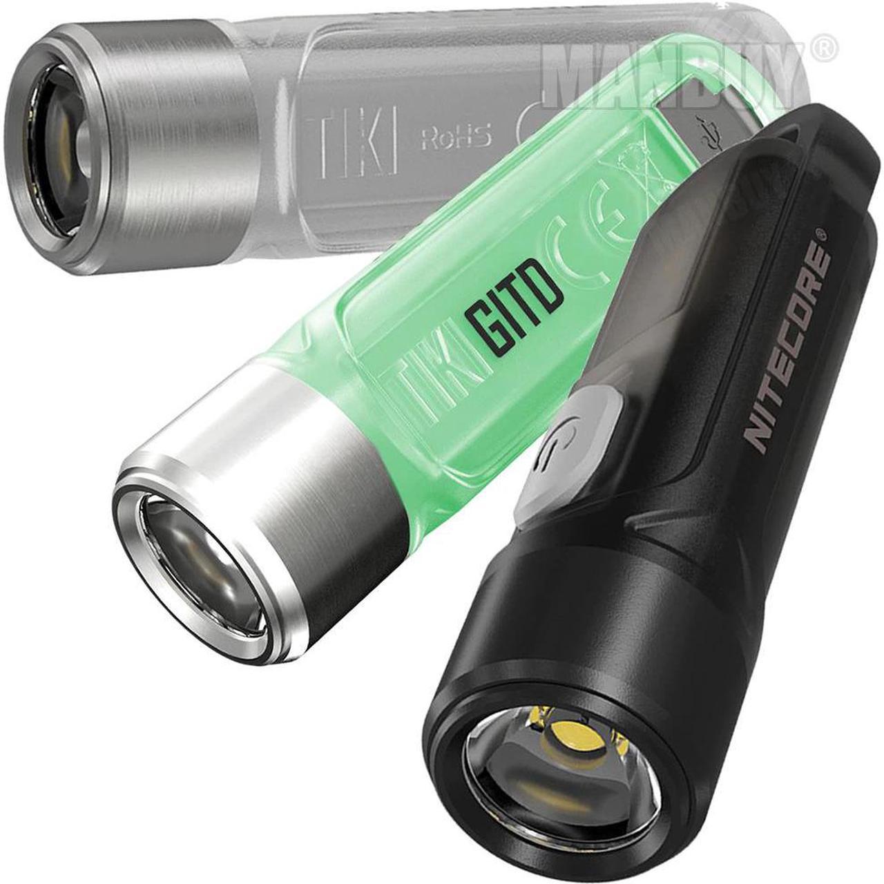 2020  TIKI CRI White + UV LED Light Rechargeable Flashlight 300LM Built-in Li-ion Battery Mini Body Fingertips Keylights