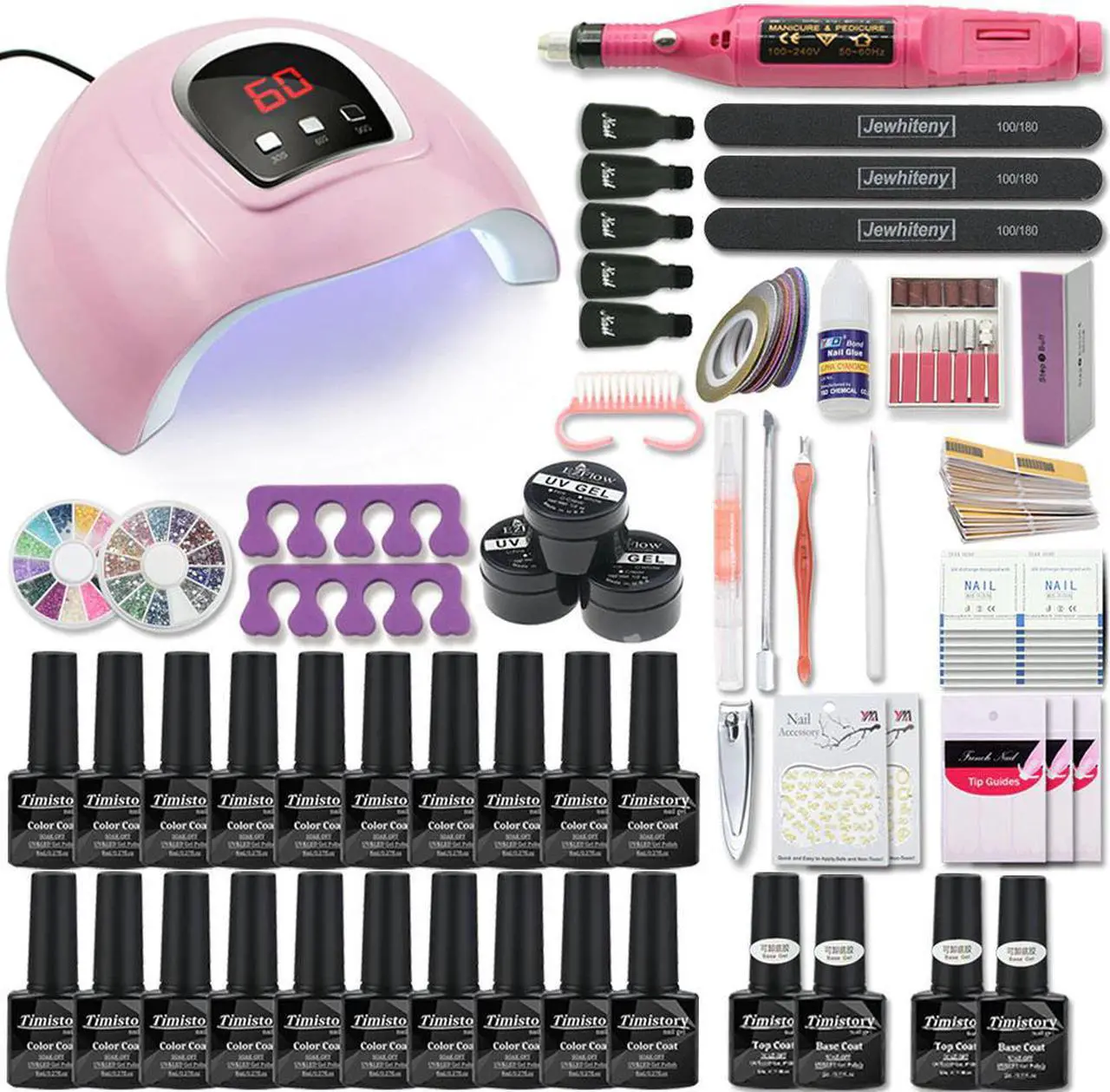 Alt view image 3 of 5 - 120W/80W UV Lamp Nail Set For Manicure Kit 10&20 Color Gel Varnish Set Nail Drill Machine Kit Nail File Tool Nail Extension Set