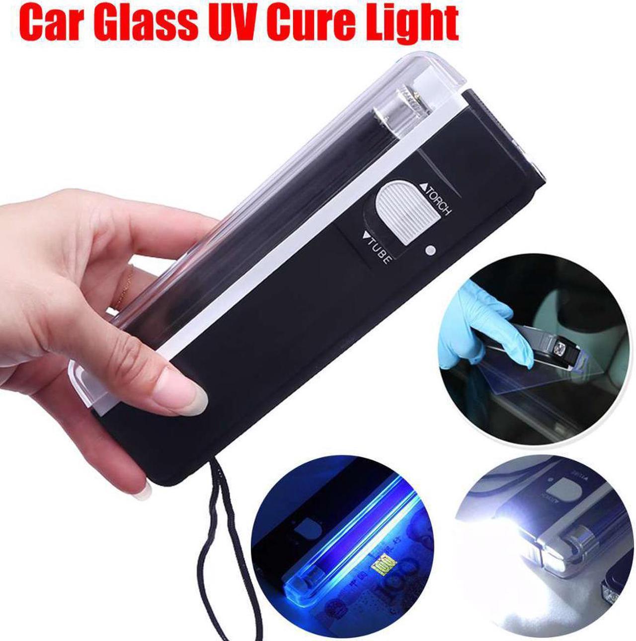 Led Lamp Auto Glass Cure Light Car Window Resin Cured or Nail Ultraviolet -Lamp Lighting Windshield Repair Tools Use 4 AA