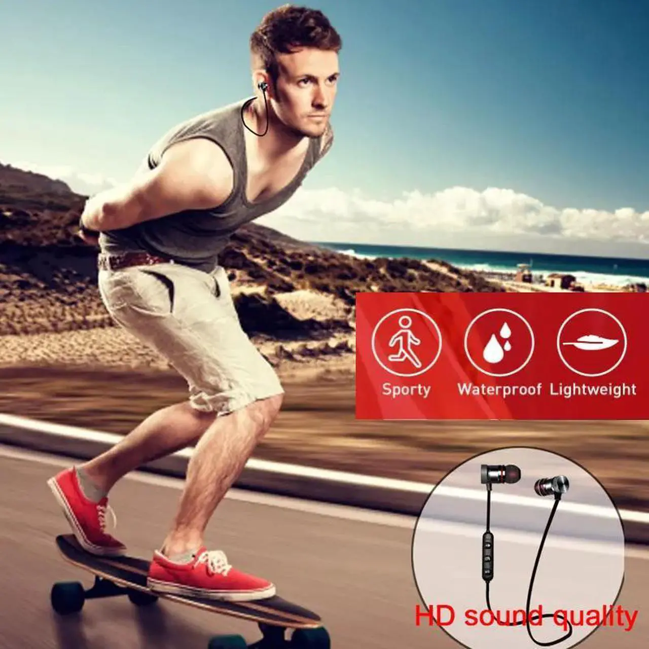 Alt view image 4 of 5 - Bluetooth Earphones Wireless Earbuds Sports Neckband 5.0 Gaming Headset Stereo with Mic For iPhone X 7 8