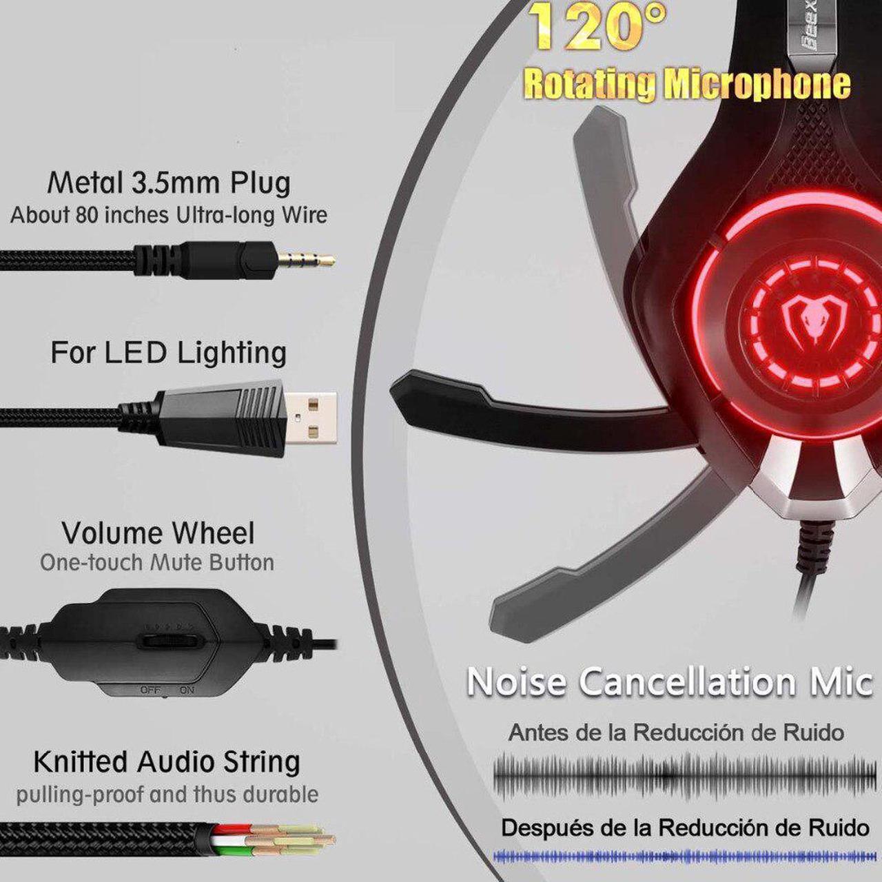 Alt view image 3 of 5 - EACH Stereo Gaming Headset for Xbox One PS4 PC Surround Sound Over-Ear Headphones + 7 Button 3200DPI Pro Gaming Mouse