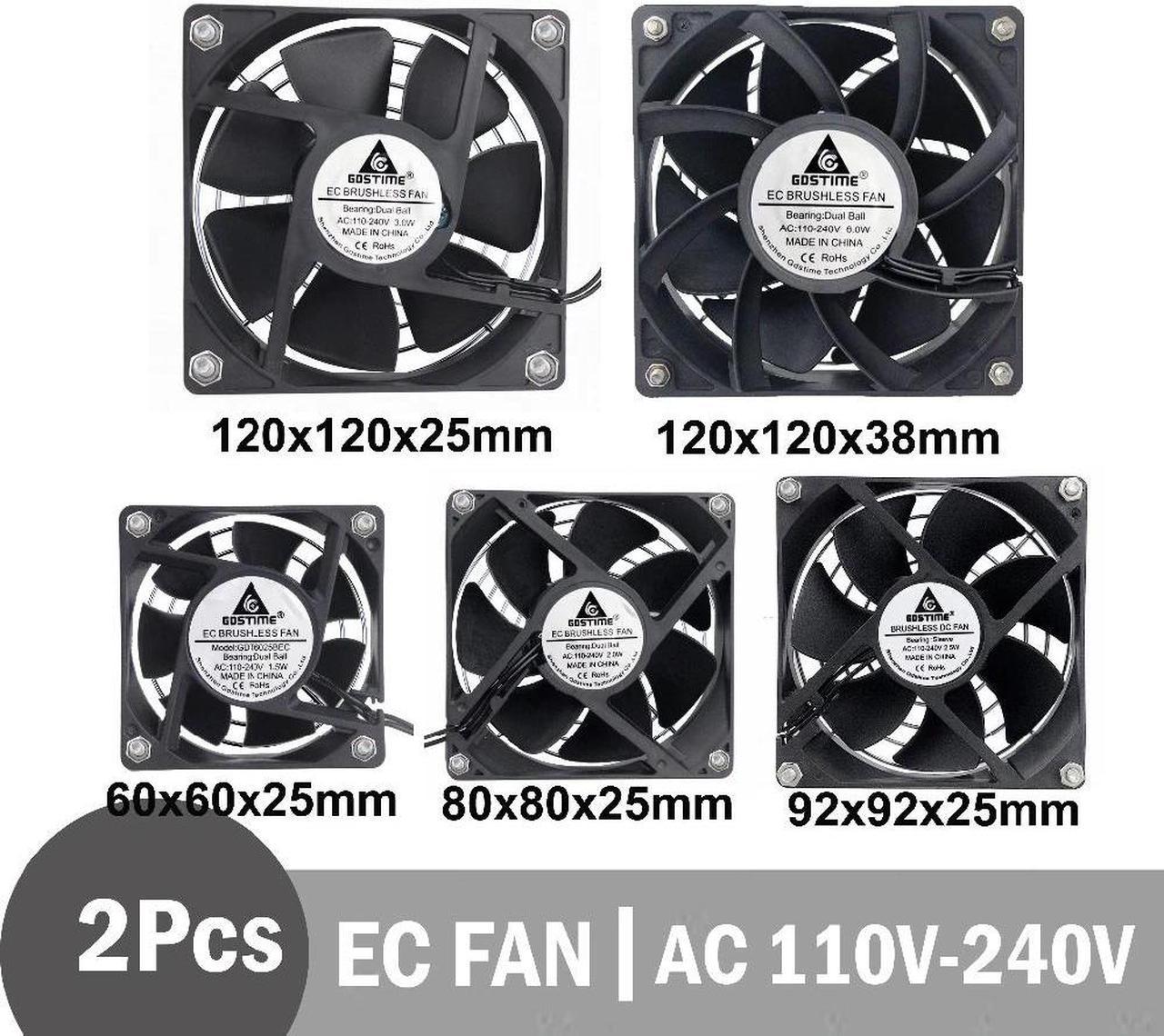 2Pcs   EC Brushless Fan Axial Fan 60mm 80mm 90mm 120mm PC Cooler AC 110V 115V 120V 220V 230V 240V EC Fan Computer Case