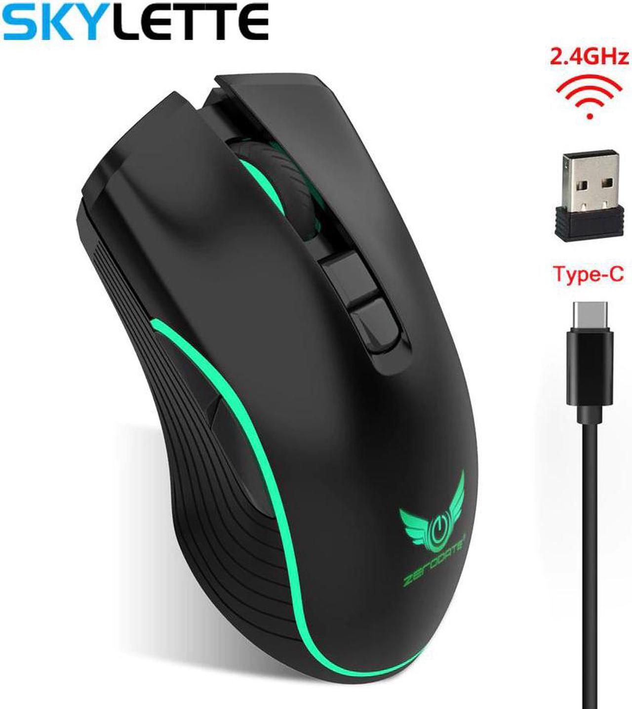 2.4Ghz Wireless Mouse Type-C Fast Charging Gaming Mouse 2400 DPI 3 Level Adjustable Color Glowing Gamer Mouse for Desktop Laptop