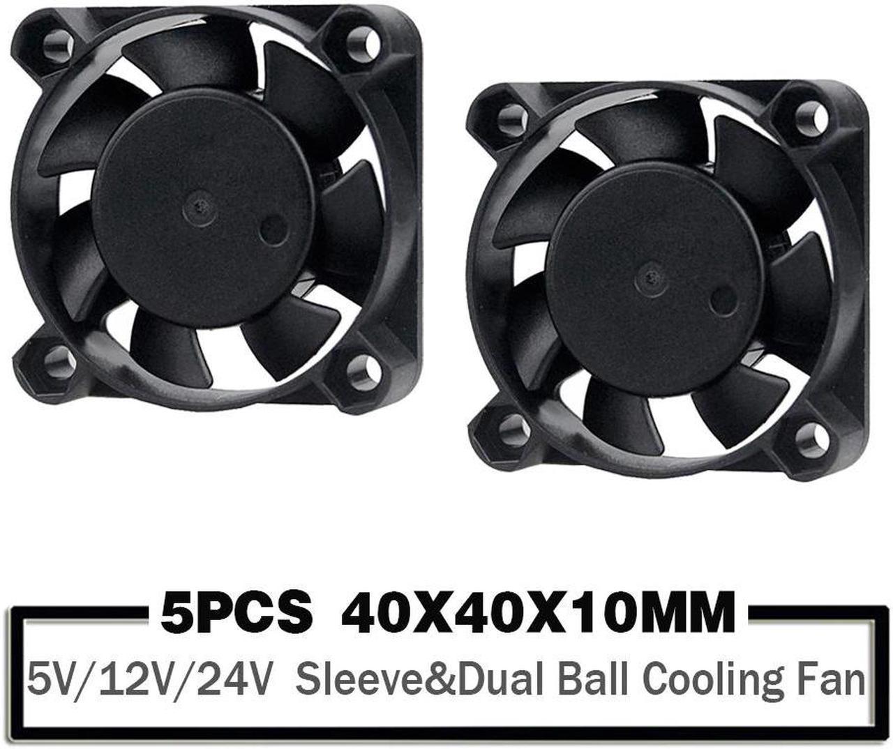 5PCS DC 24V 12V 5V 40mm x 40mm x 10mm 2-Pin Ball Bearing Computer PC Case Cooling Fan 4010