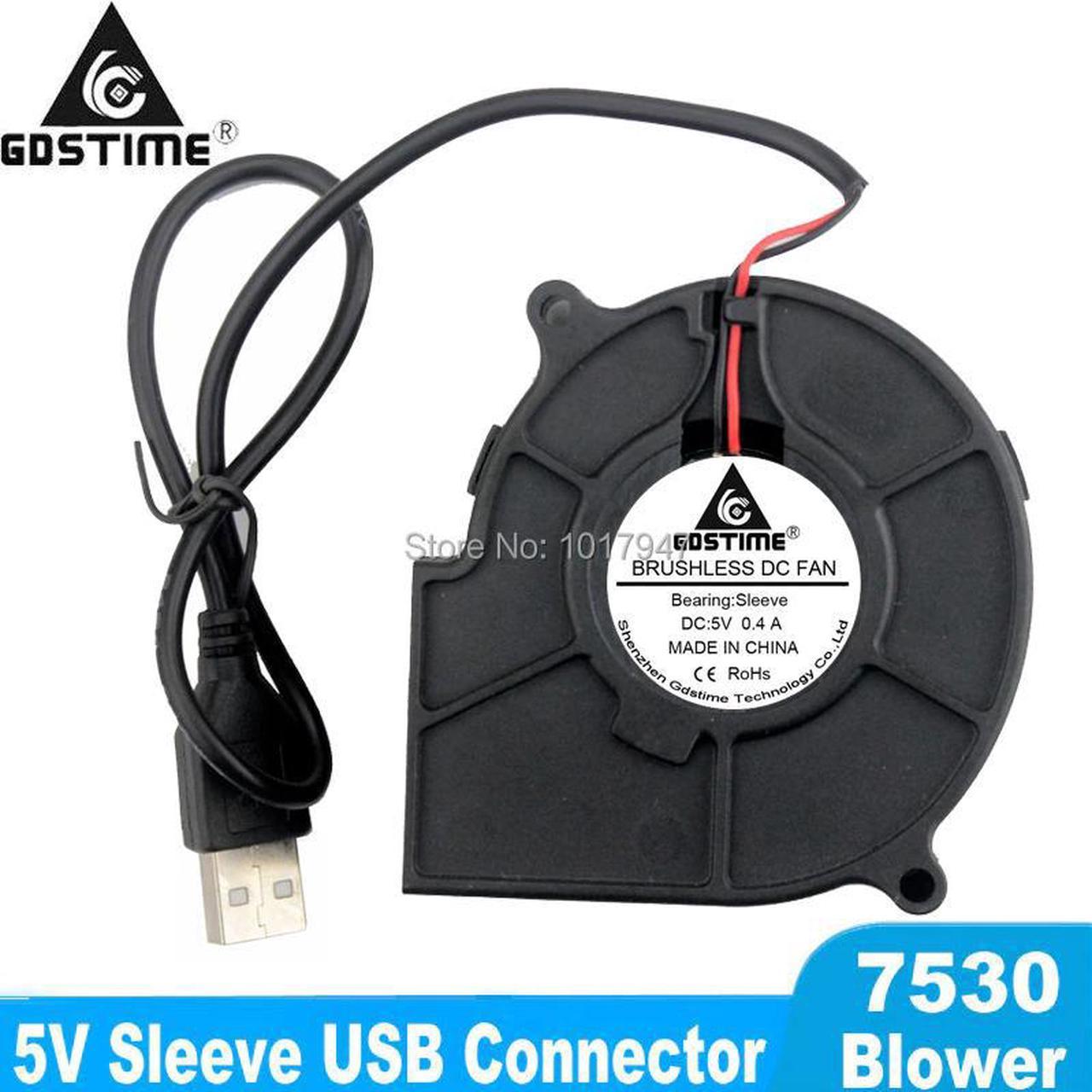 1Pieces  75mm 5V USB 75x30mm 7530s Heatsink Radiator Brushless DC Cooler Cooling Exhaust Blower Fan