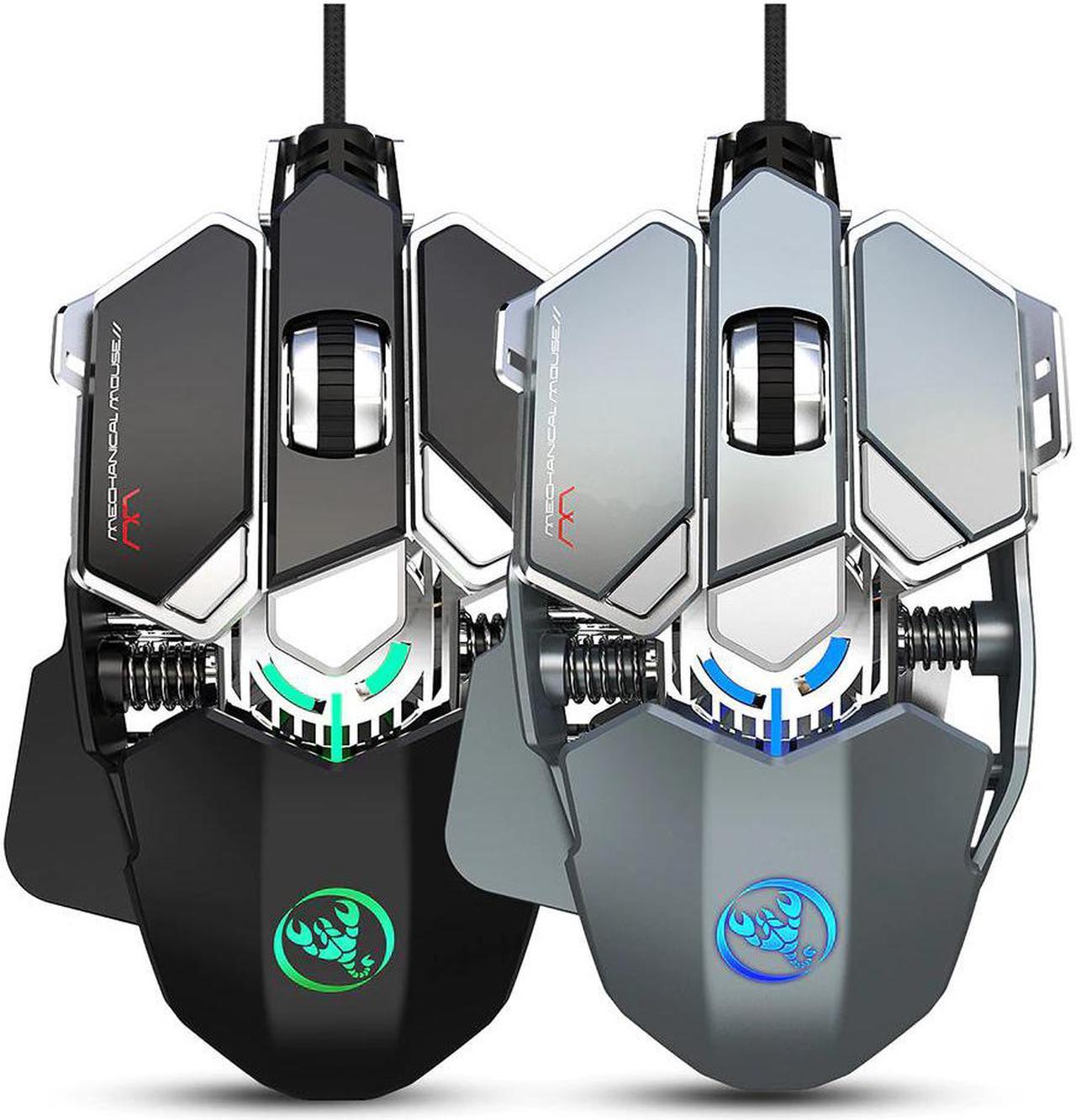 J600 Wired Gaming Mouse Nine-key Macro Programming Mouse with Six Adjustable DPI  RGB Light Effect