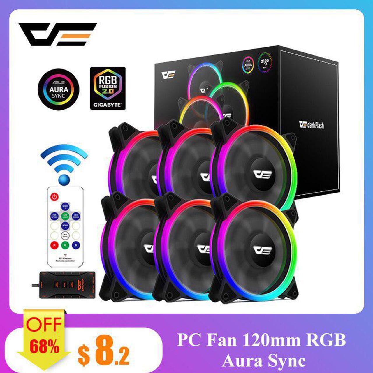 DR12 Pro PC Case RGB Fan 120mm AURA SYNC 5V/3pin Quiet CPU Cooler Fan PC Case Fan RGB Controller 6 Pin CPU Radiator