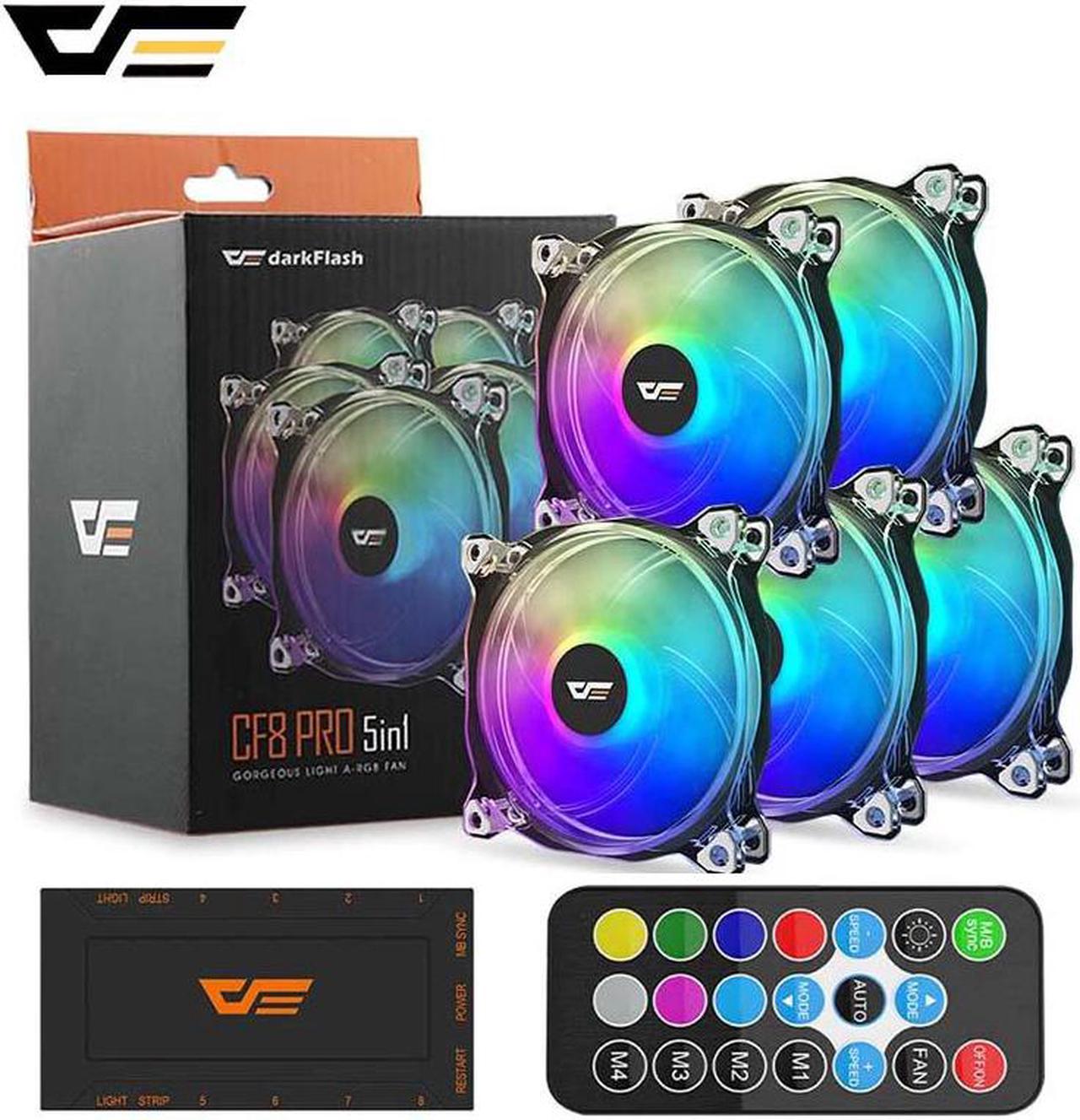 CF8 PC Case Fan 120mm SYNC RGB 5V 3Pin Computer Case Fan Clear Frame Quiet Remote Adjust Speed Computer Cooling Fan