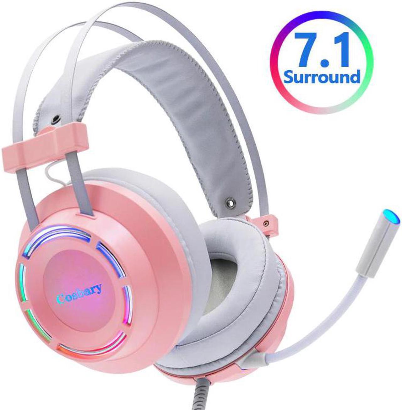 Headphones Gaming Headset Wired with Microphone Professional Gamer 7.1 Surround Sound RGB Light for PC Computer Xbox One