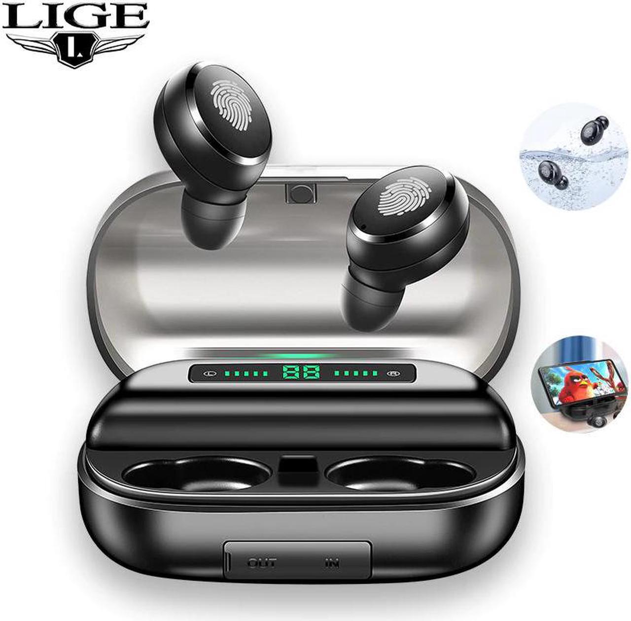 Wireless Earphones HD Call Fingerprint Touch Control gaming Headset LED Power Display IPX7 terproof Bluetooth Headphones