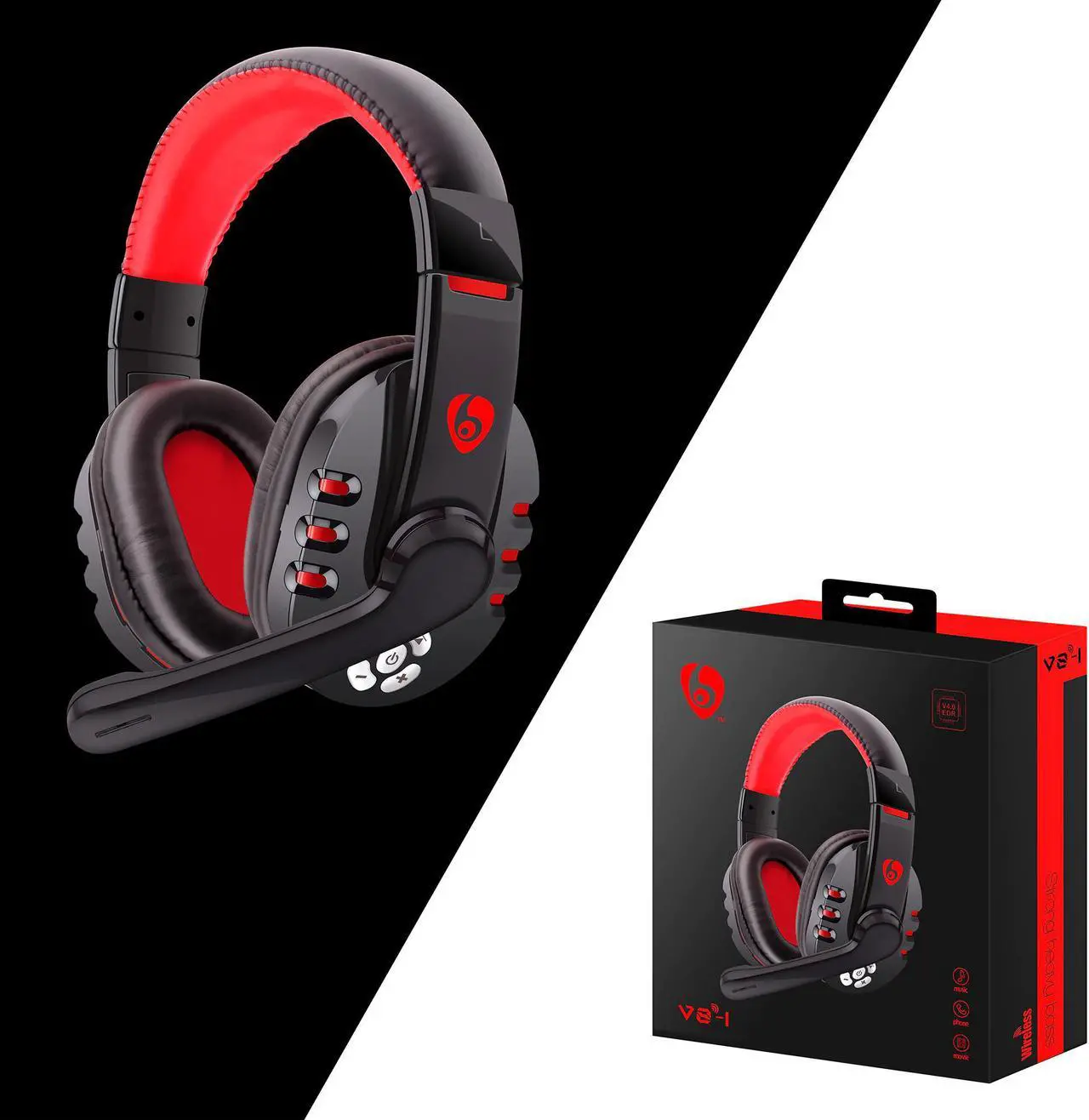 Alt view image 2 of 5 - V8-1 Headphones V5.0 Bluetooth gaming headset wireless stereo earphone with microphone for PC ipad PS4 Xbox One
