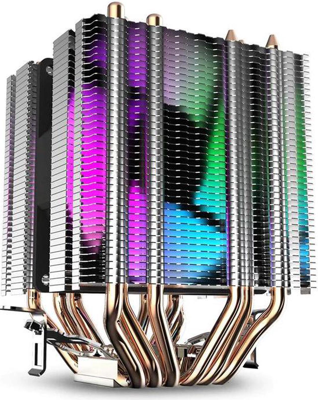 Air Cooler 6 Heat Pipes Twin-Tower Heatsink With 90Mm Rainbow Led Fans For Intel 775/1150/1155/1156/1366