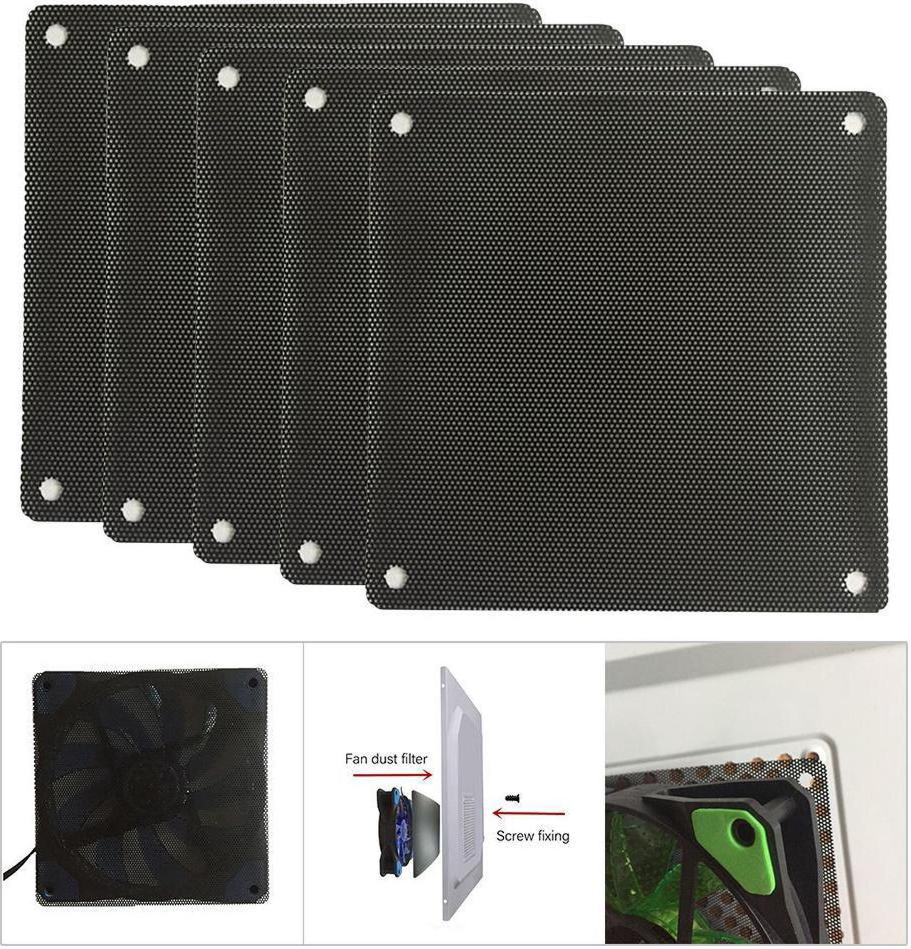 5PCS 80mm Cuttable Black PVC PC Fan Dust Filter Dustproof Case Computer Mesh Cooling Ultra Fine Dustproof Cover