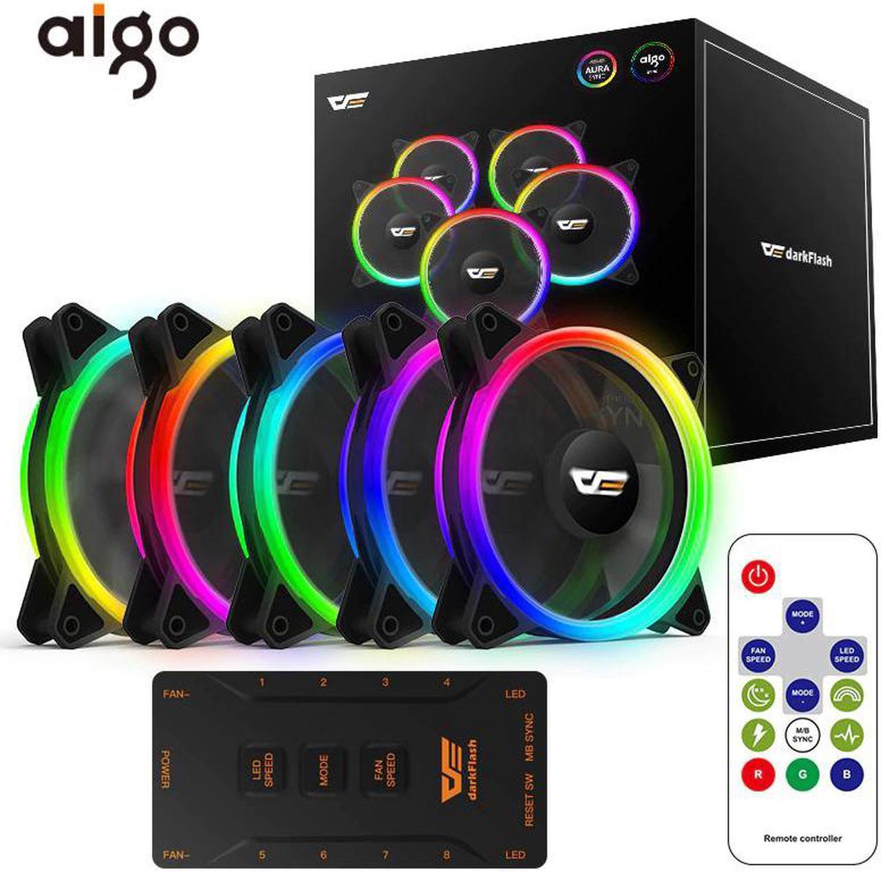 Computer PC Case Fan DR12-Pro Aura Sync Cooler Fan RGB Adjust LED 120mm Quiet Remote Computer Cooler Cooling CPU Case Fan