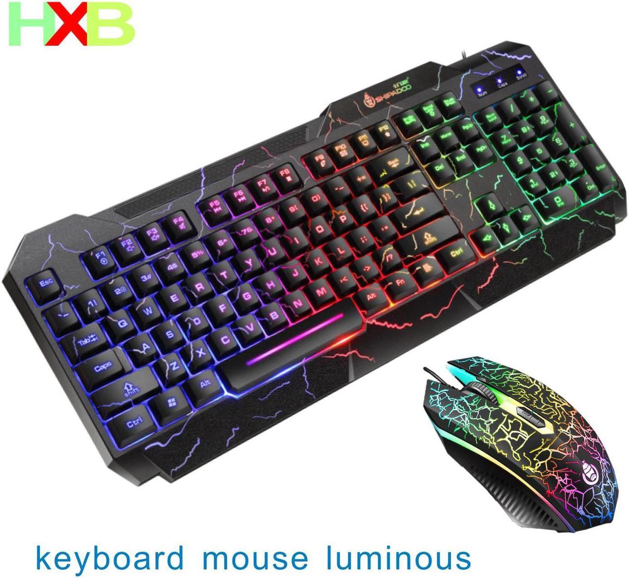 And Mouse Gaming Luminous Mouse  USB Wired Waterproof Multi-Media LED Mouse And  Combo For PC Gamer KIT