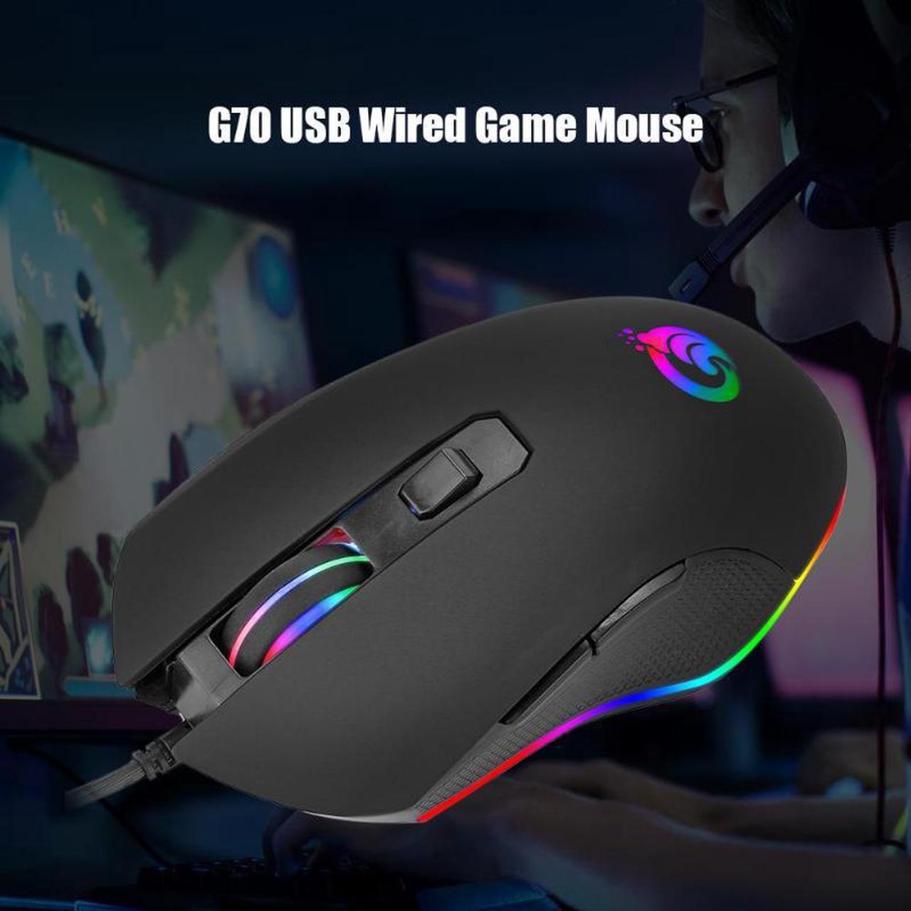 Sale Wired Mouse Delicate Design G70 Wired RGB Gaming Mouse 6 Buttons 3200DPI Adjustable Optical Ergonomic Mouse Fashion New